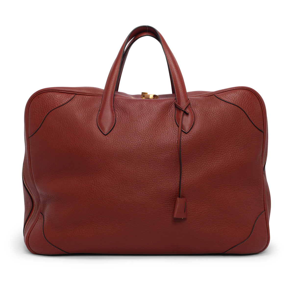 Hermes Rouge H Clemence Victoria Travel Bag 50