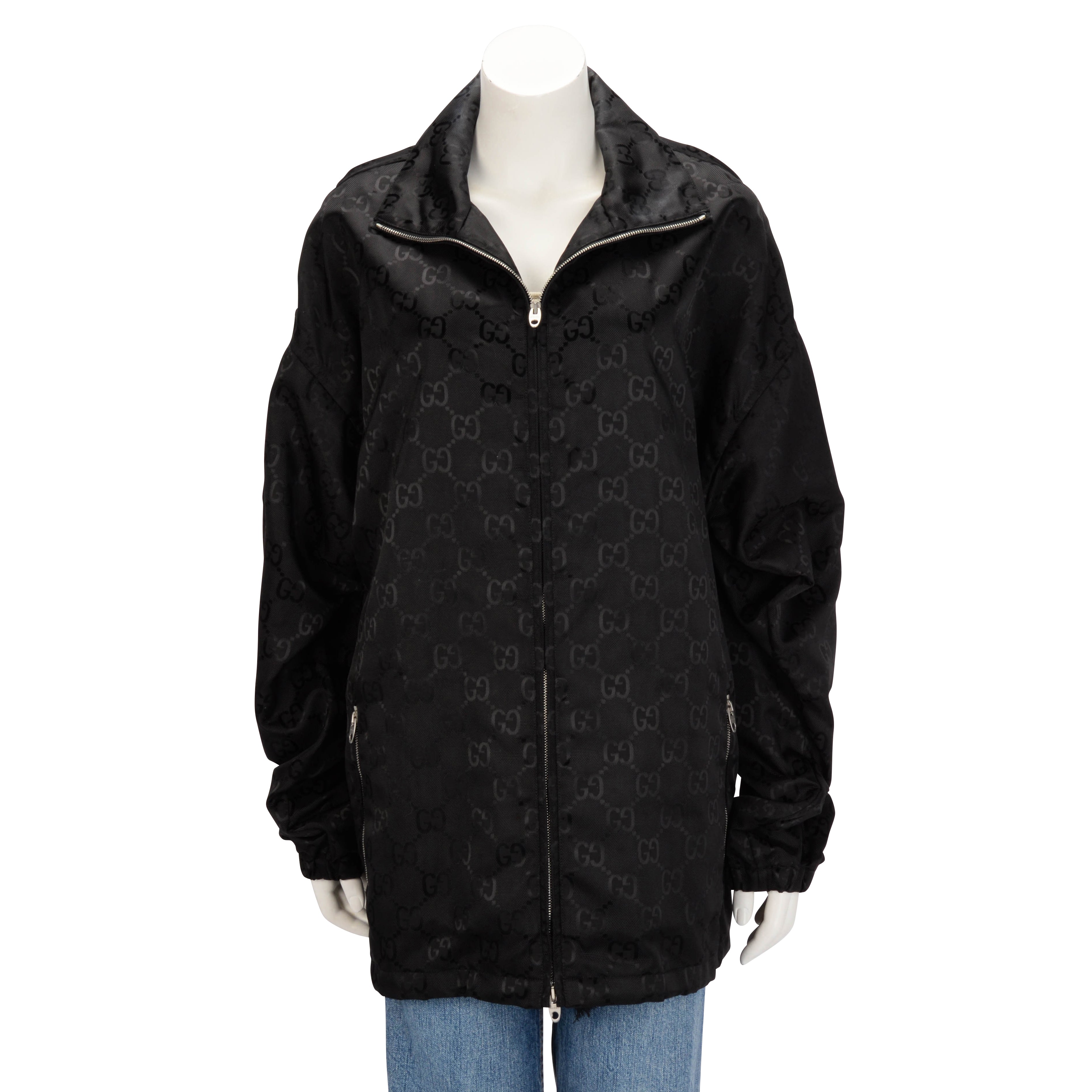 Gucci Black GG Nylon Off The Grid Zip Jacket IT 48