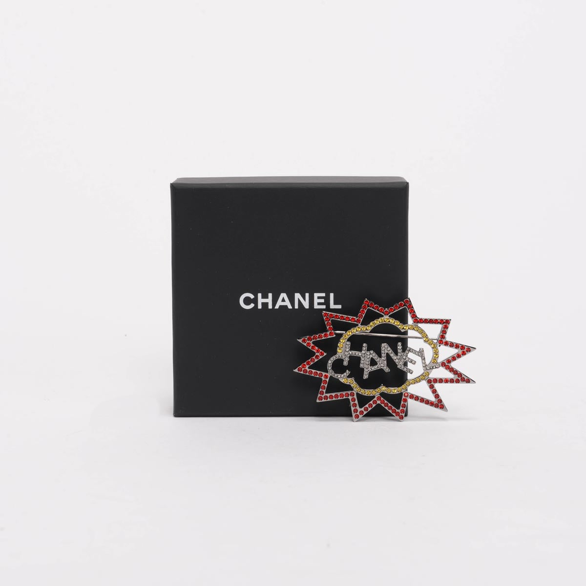 Chanel Red & Yellow Crystal Pop Art Brooch