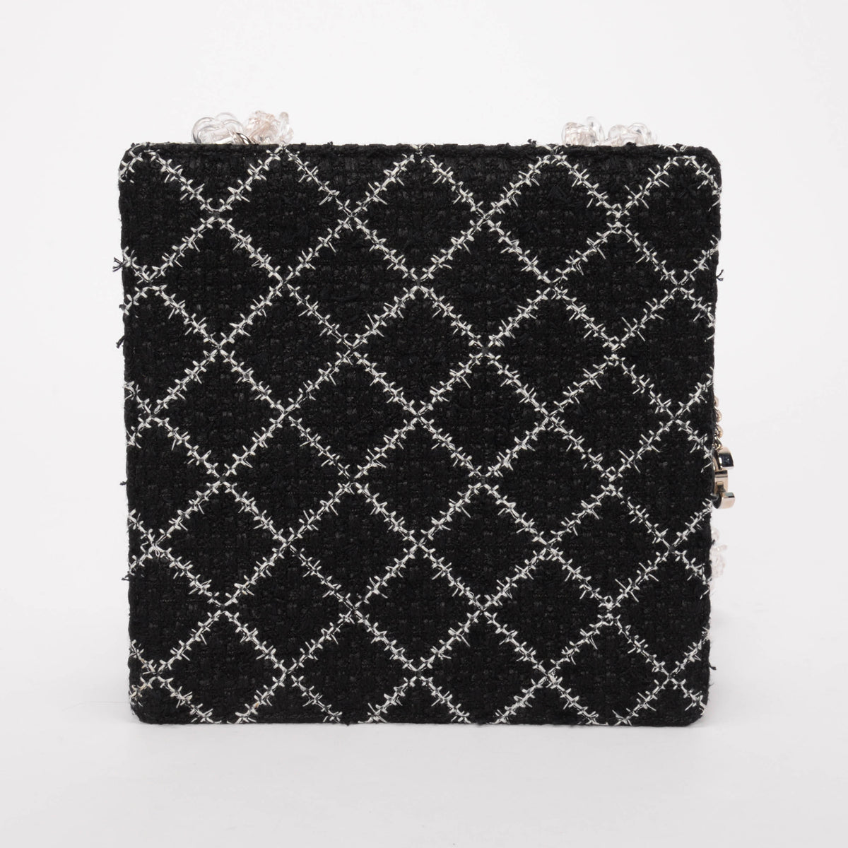 Chanel Black & White Diamond Tweed Resin Chain Shoulder Bag