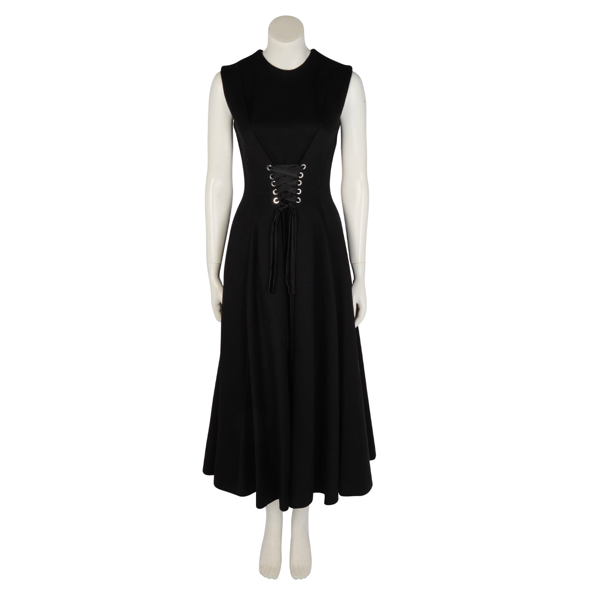 Alexander McQueen Black Cotton Jersey Corset Midi Dress IT 40