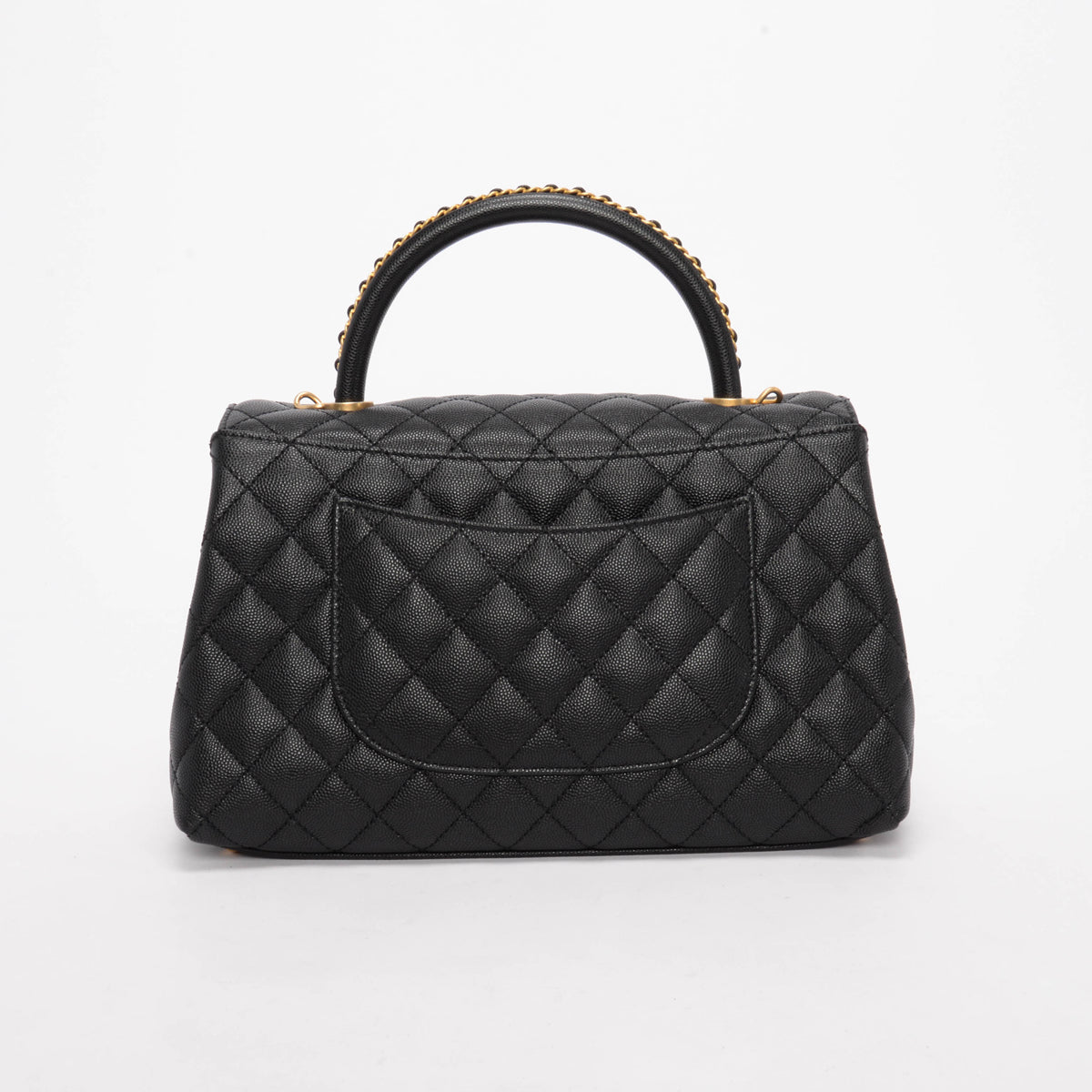 Chanel Black Caviar Large Coco Chain Handle Bag