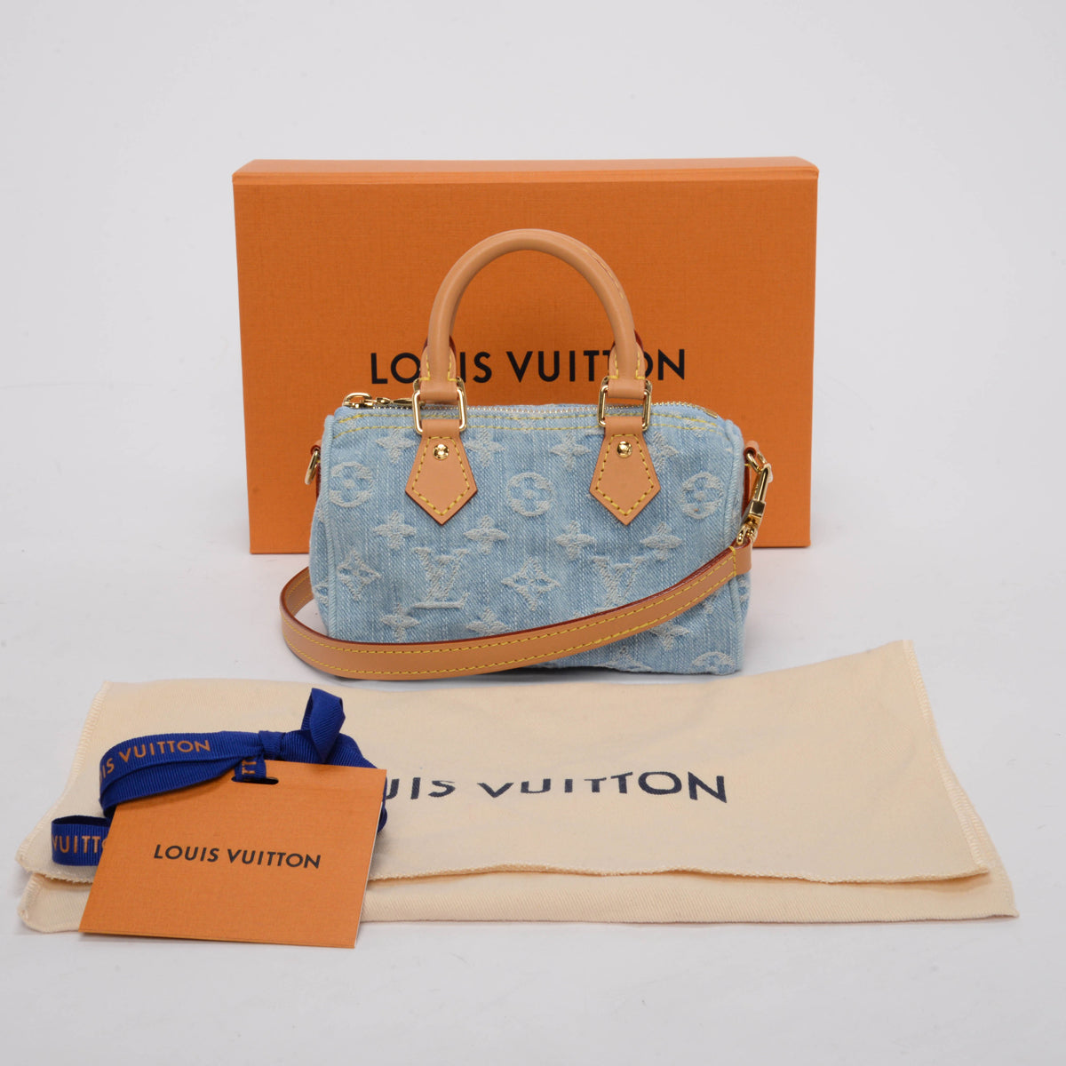 Louis Vuitton Sky Blue Monogram Denim Nano Speedy Mini Bag