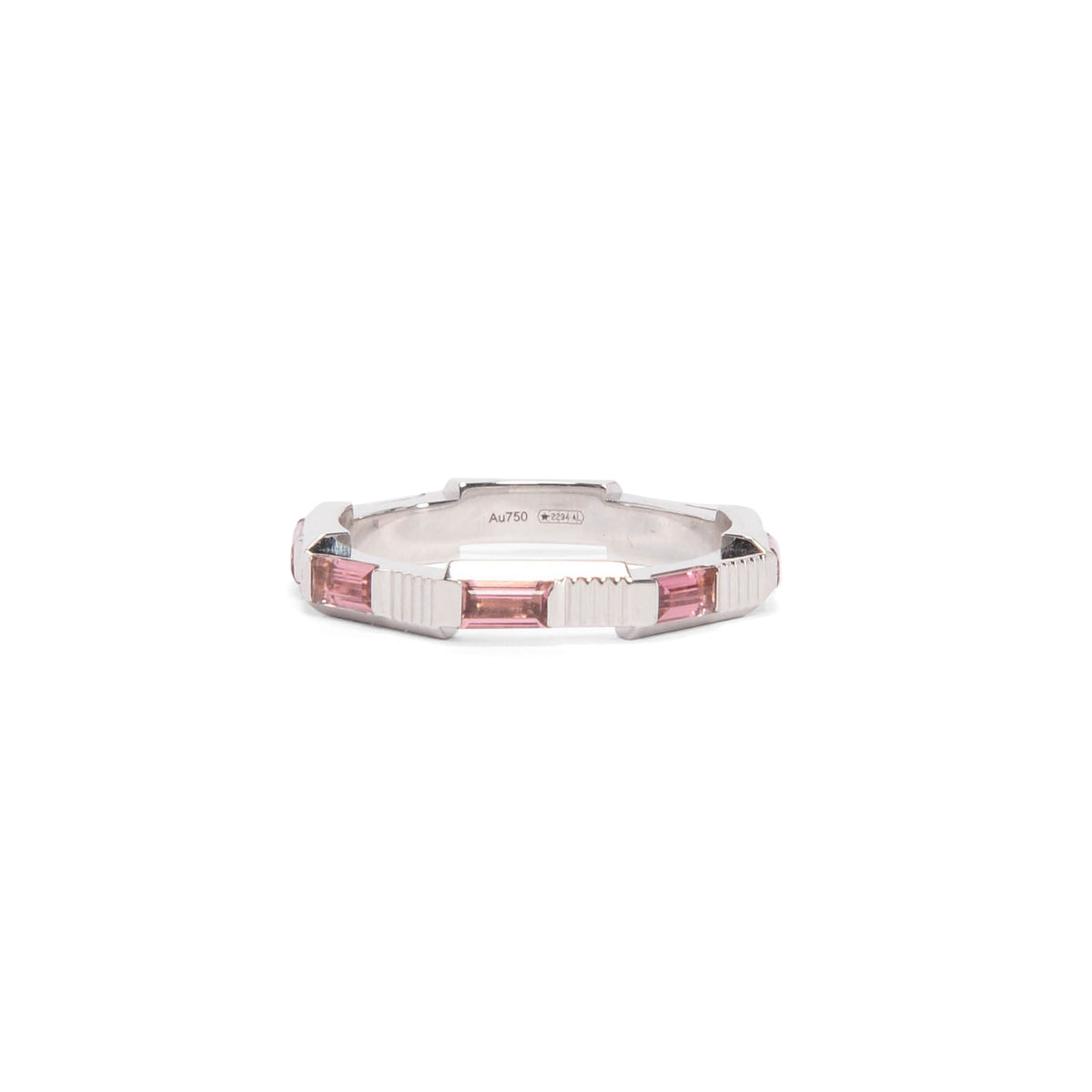 Gucci 18k White Gold & Rubellite Link To Love Ring