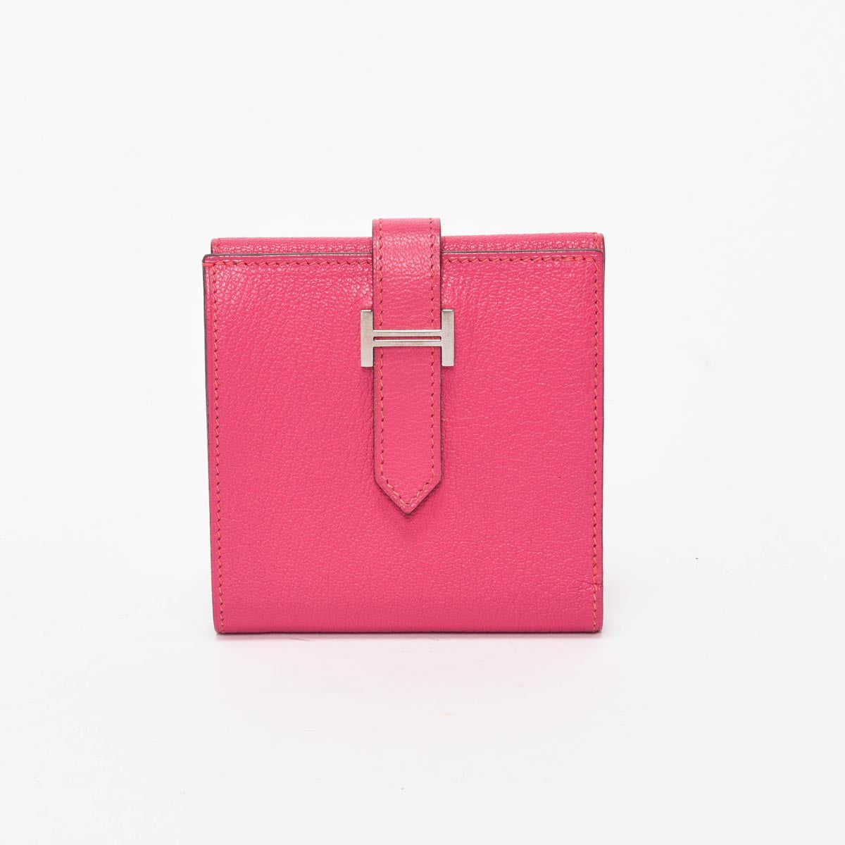 Hermes Rose Shocking Chevre Mysore Bearn Tri-Fold Wallet