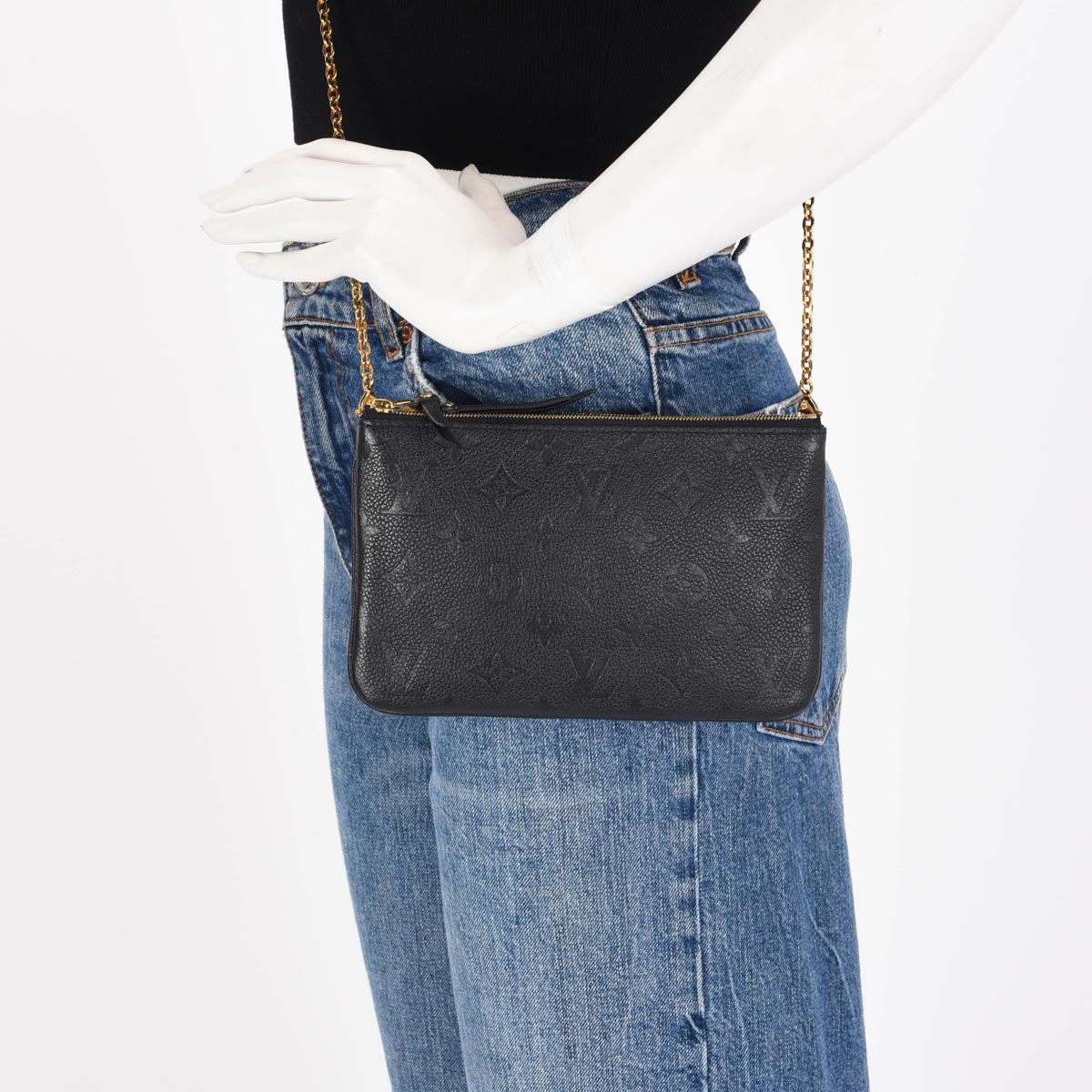 Louis Vuitton Black Monogram Empreinte Double Zip Pochette