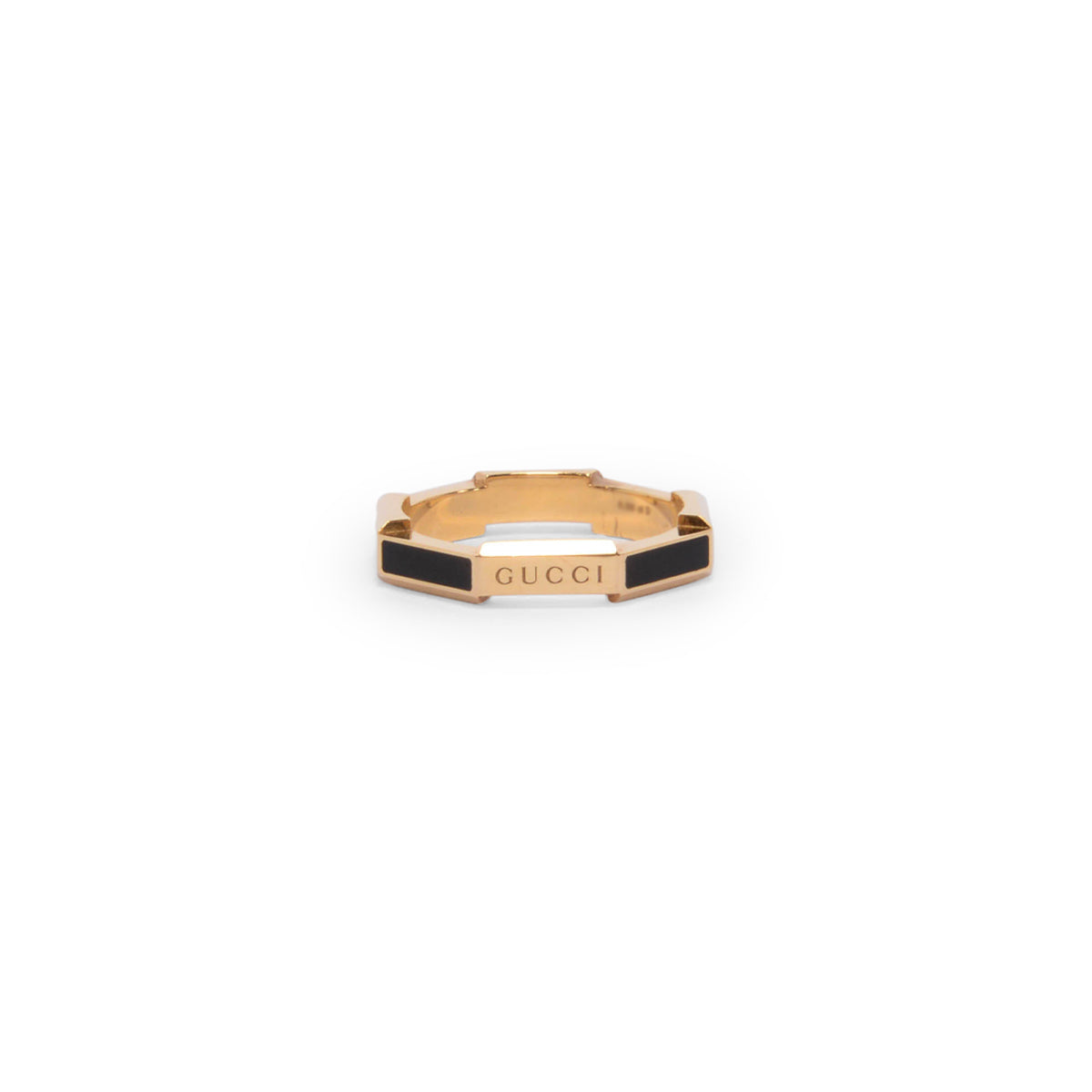 Gucci Black Enamel & Gold Link To Love Diamond Ring