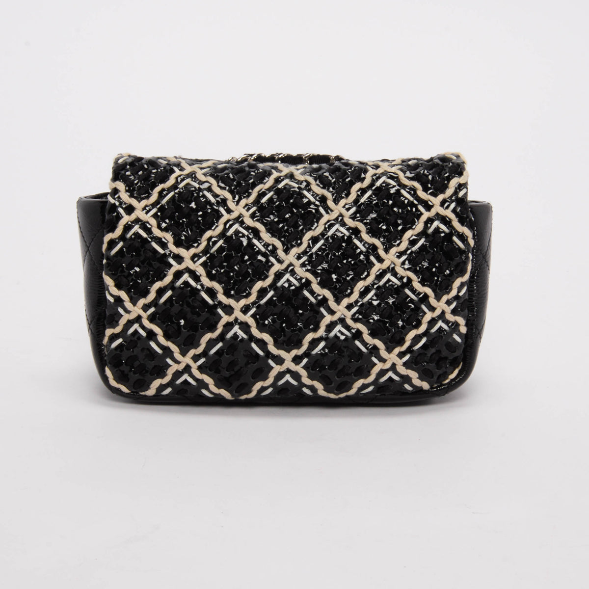 Chanel Black Woven Patent Mini Flap Bag