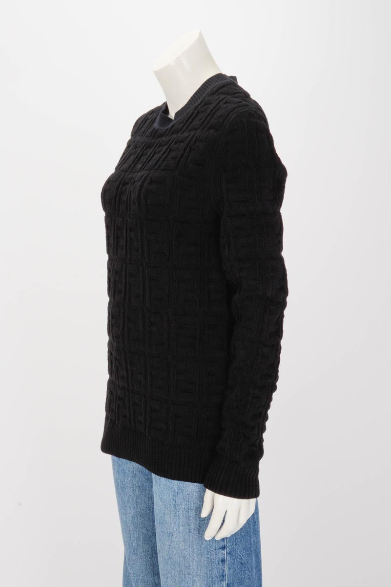 Fendi Black Chenille FF Motif Sweater IT 50