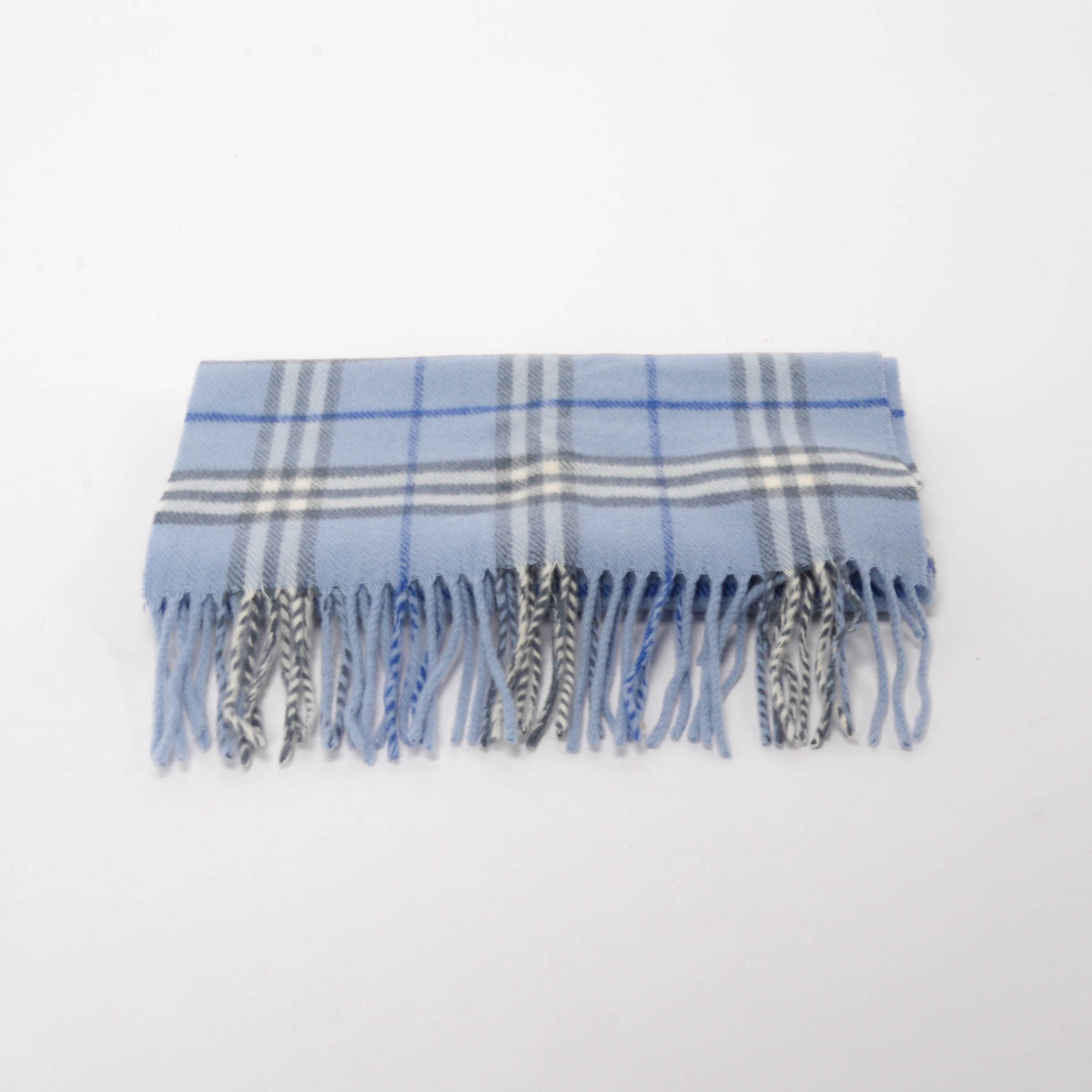 Burberry Blue Wool Blend Nova Check Scarf + Gloves