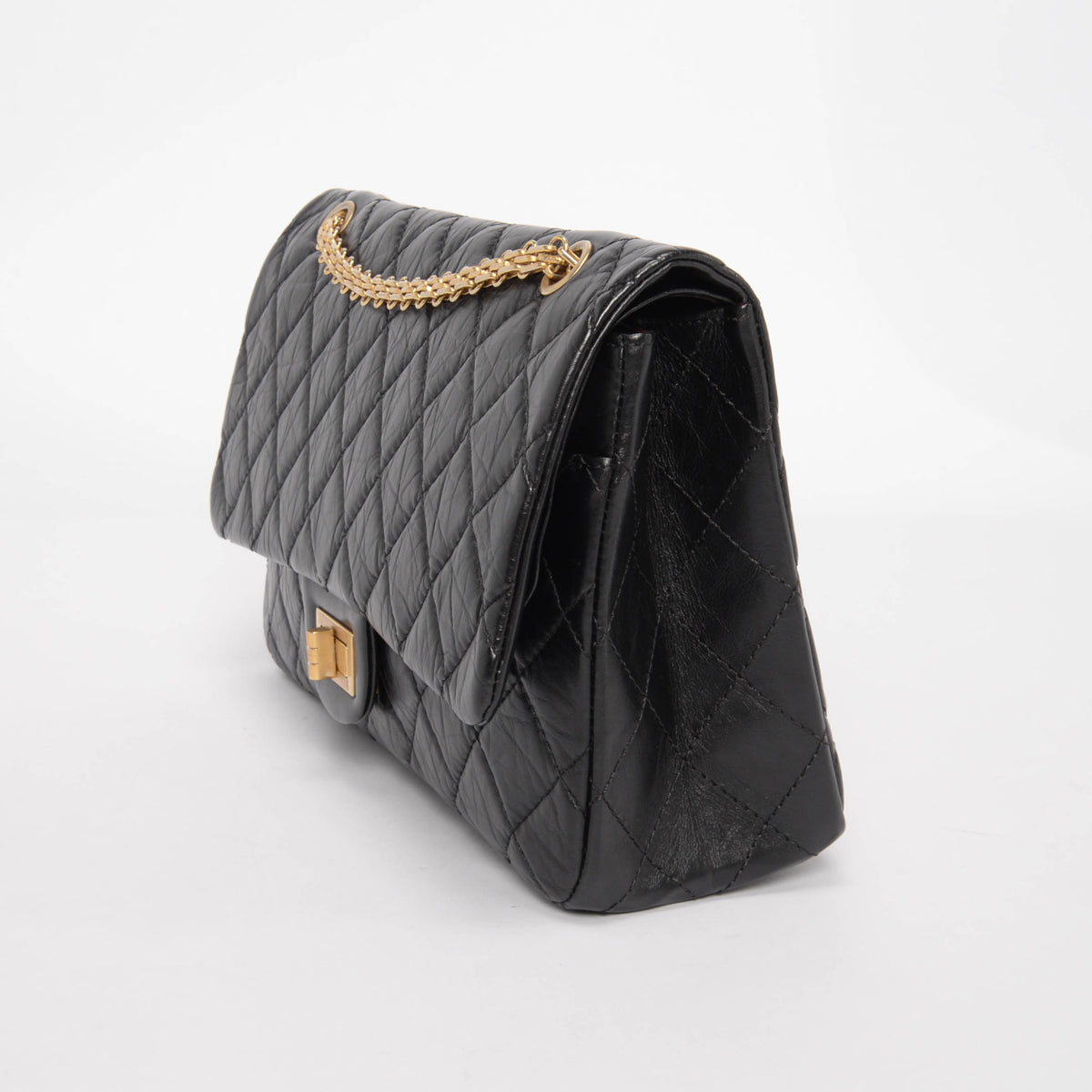 Chanel Black Aged Calfskin 2.55 Reissue 227 Flap Bag
