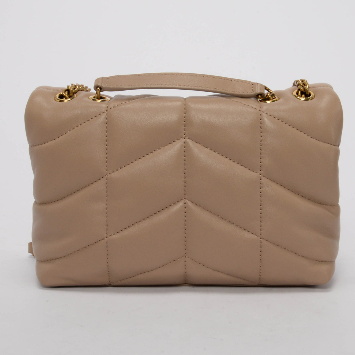 Saint Laurent Dark Beige Quilted Lambskin Toy Puffer Bag