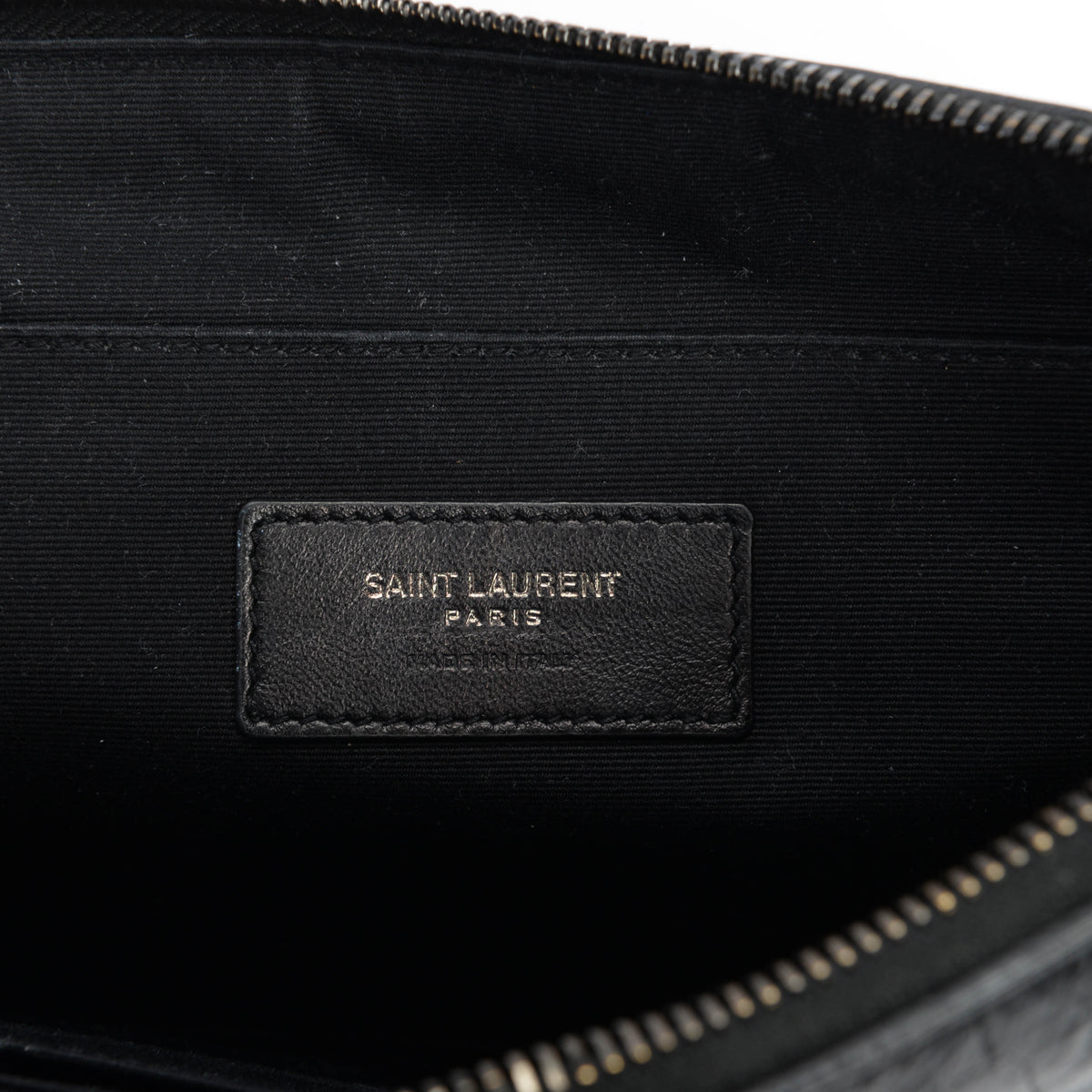 Saint Laurent Black Croc Embossed Cassandre Tablet Pouch