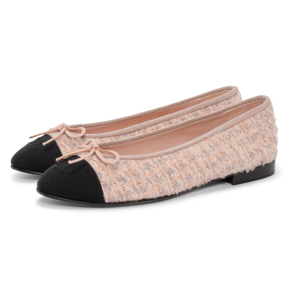 Chanel Pink Sequin Tweed Ballet Flats 38