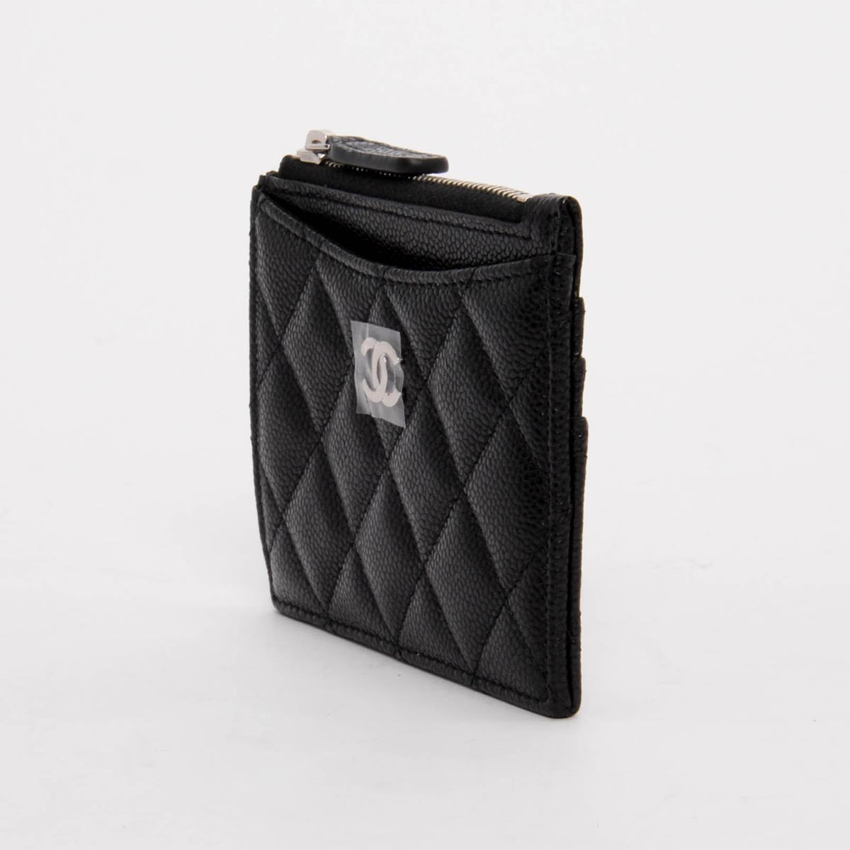 Chanel Black Quilted Caviar CC Zip Card Holder