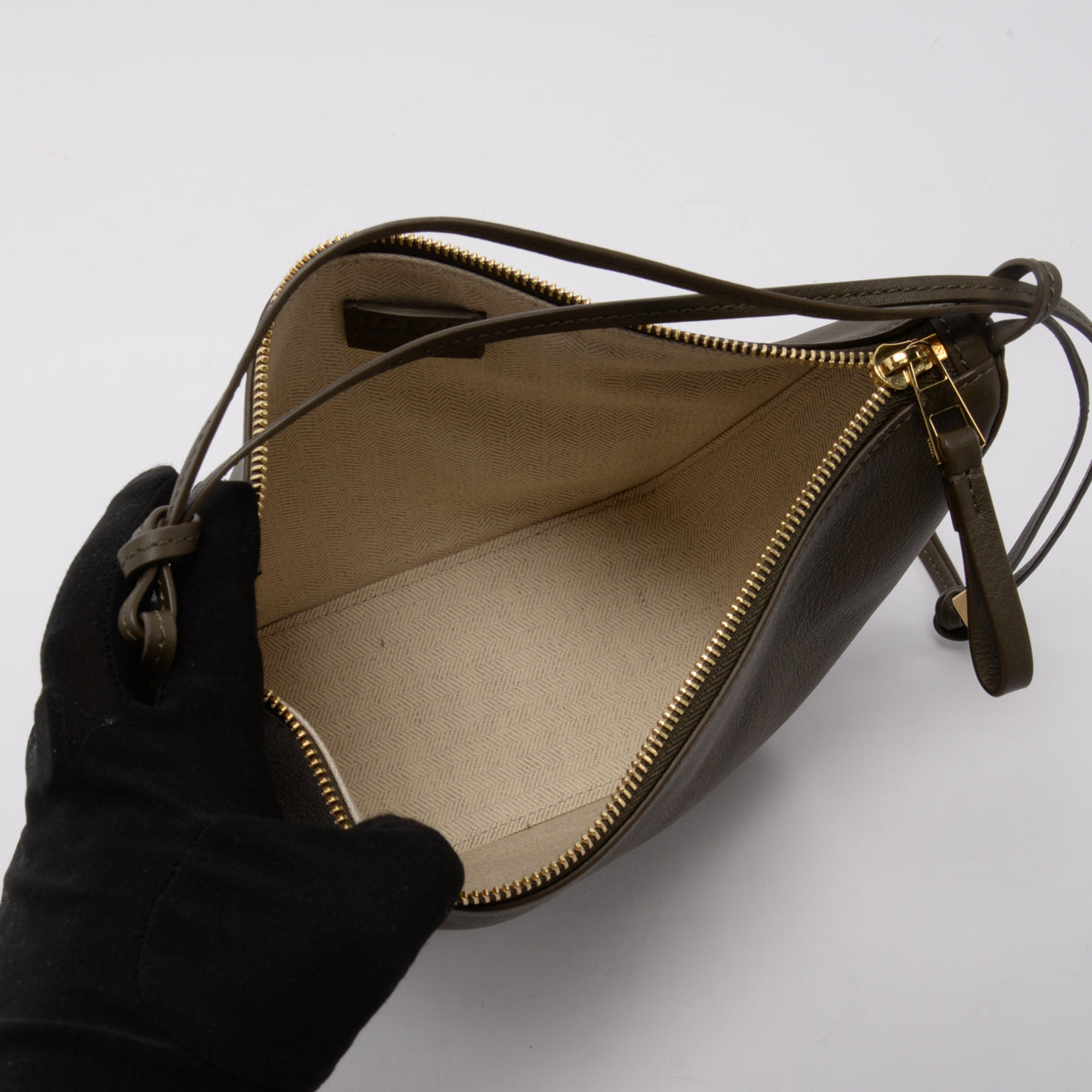 Loewe Olive Calfskin Braided Handle Mini Hammock Hobo + Strap