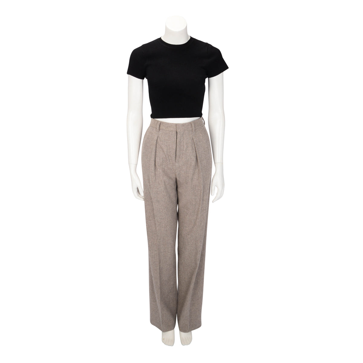 Celine Taupe Marl Wool Tixie Pants FR 34