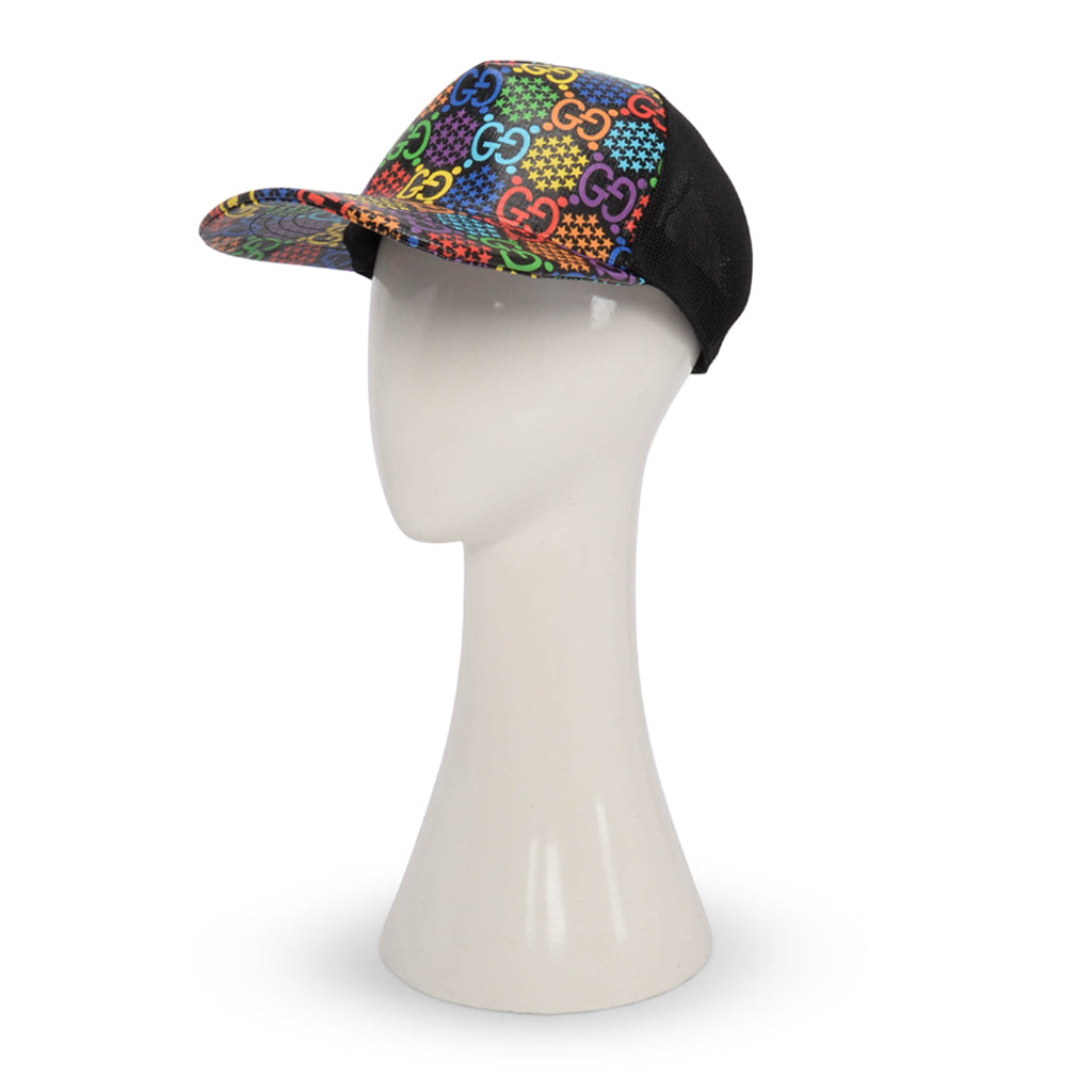 Gucci Black Coated Canvas Psychedelic GG Baseball Cap