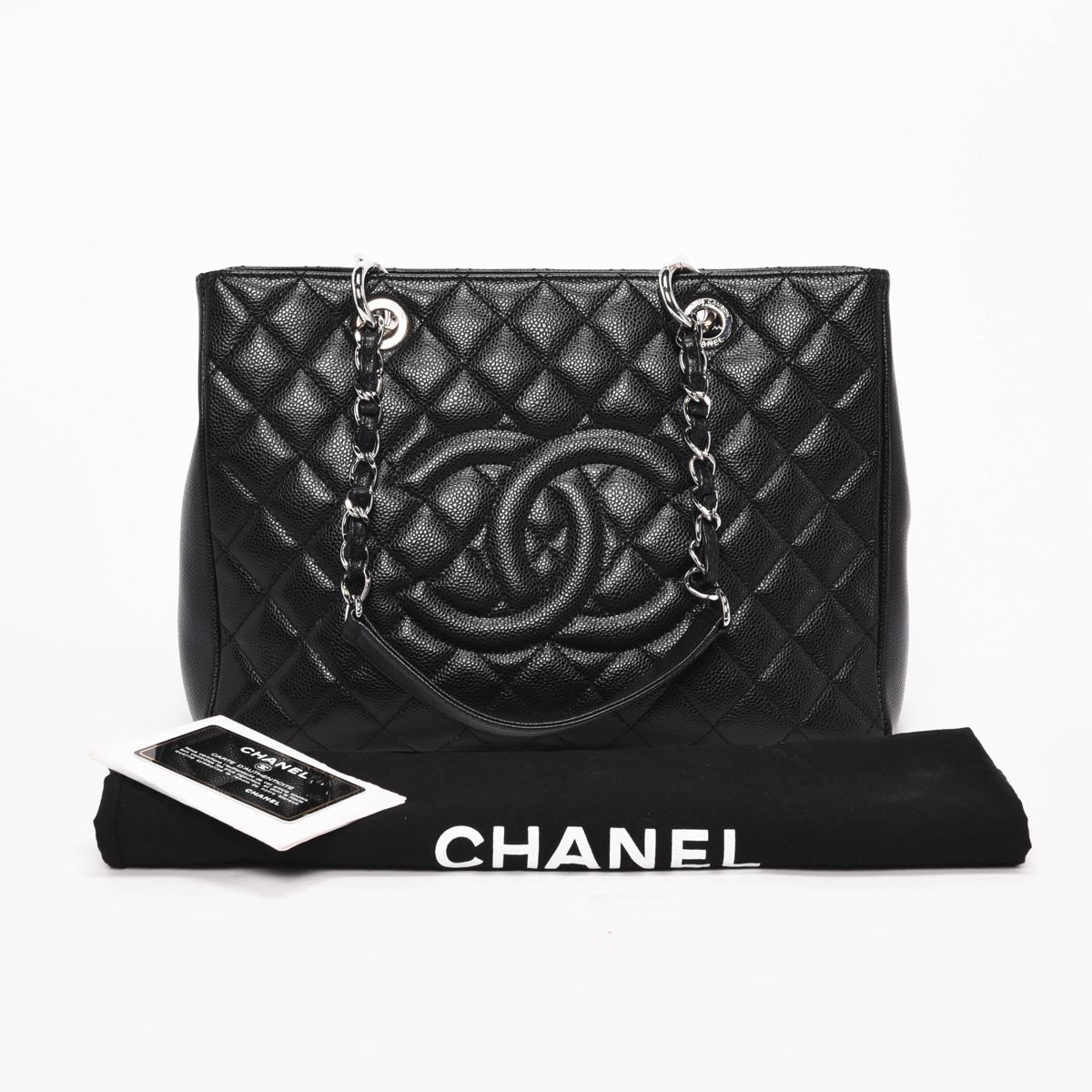 Chanel Black Quilted Caviar Grand Shopping Tote