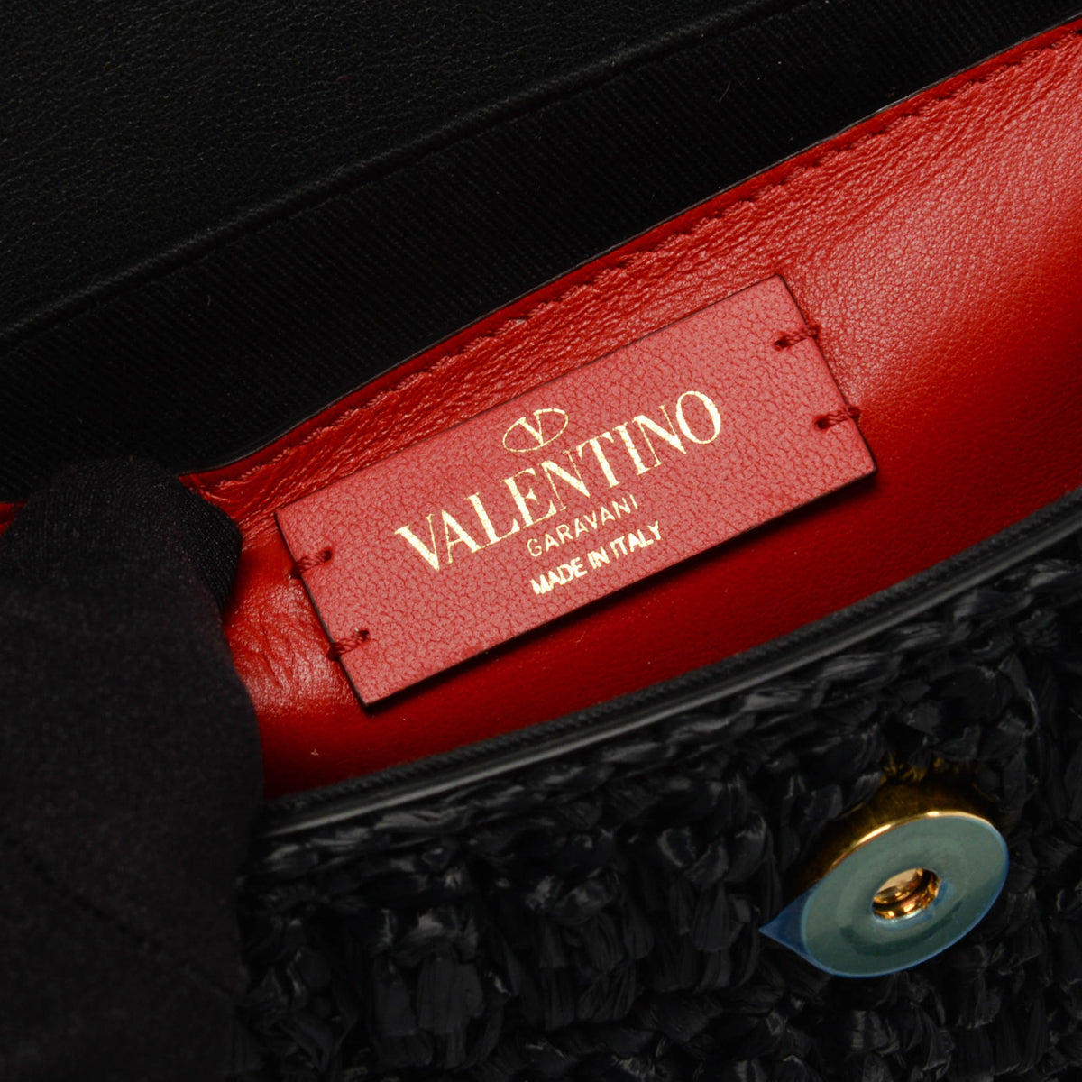 Valentino Black Raffia Small Braided Supervee Bag