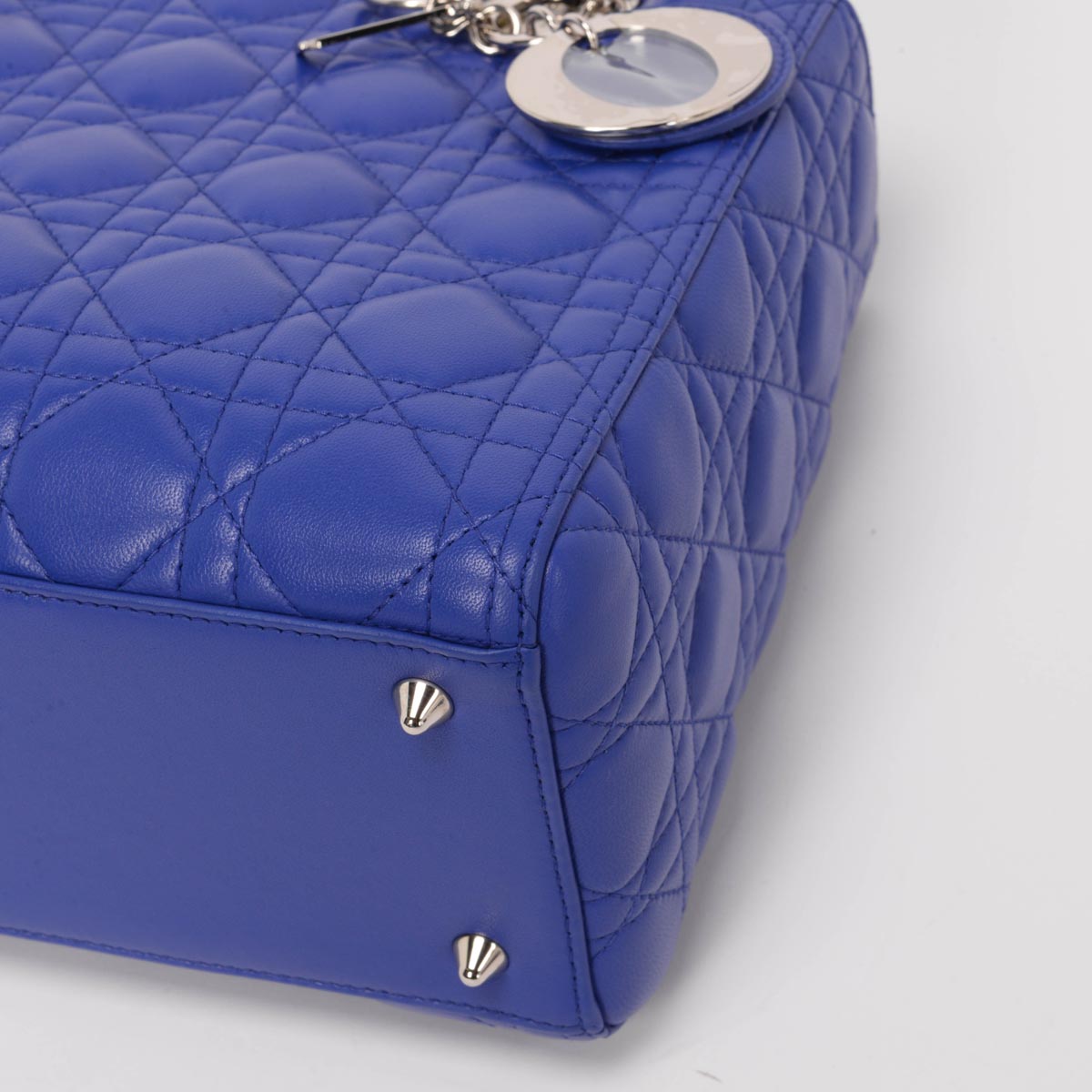 Dior Bright Blue Lambskin Cannage Medium Lady Dior