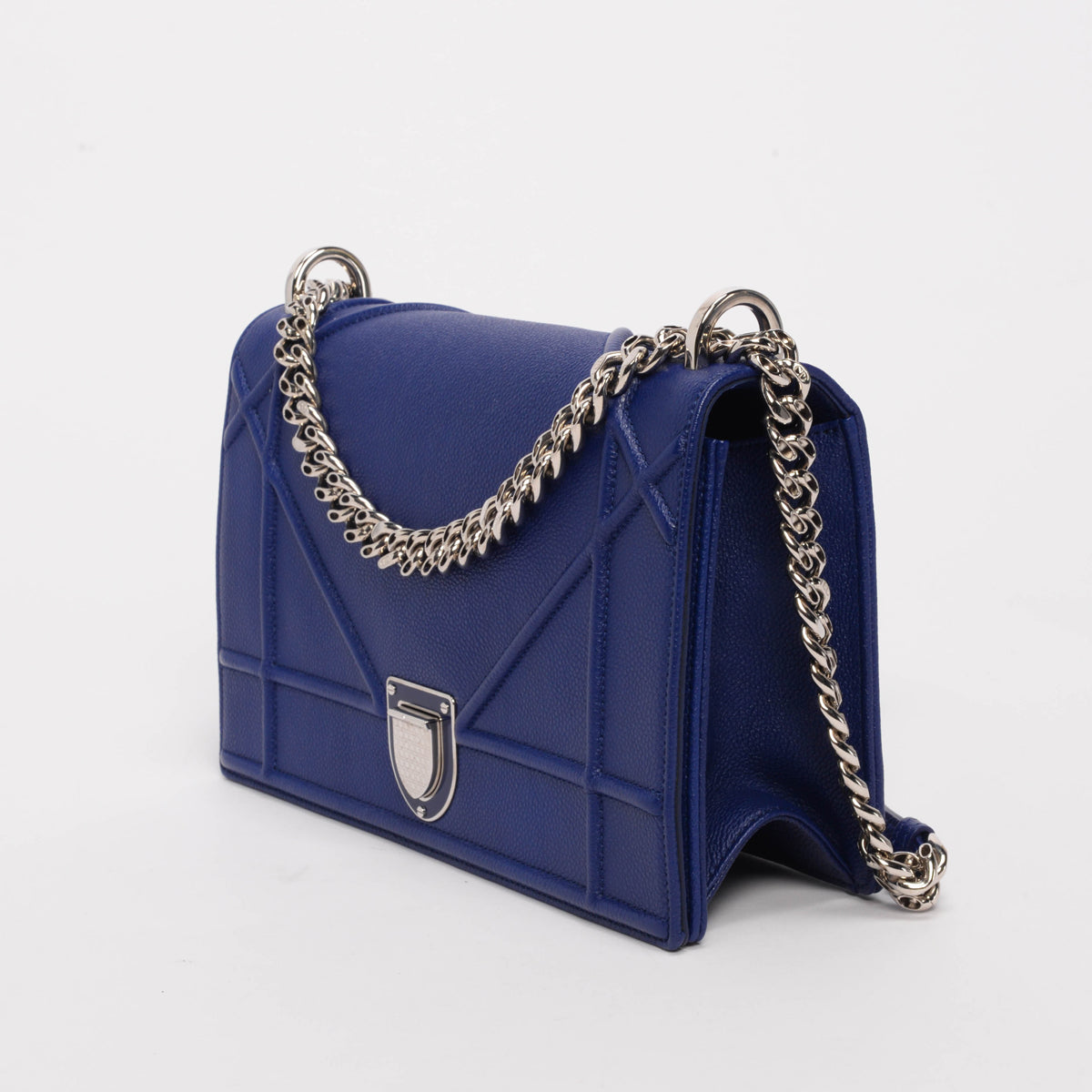 Dior Blue Grained Calfskin Diorama Medium Shoulder Bag