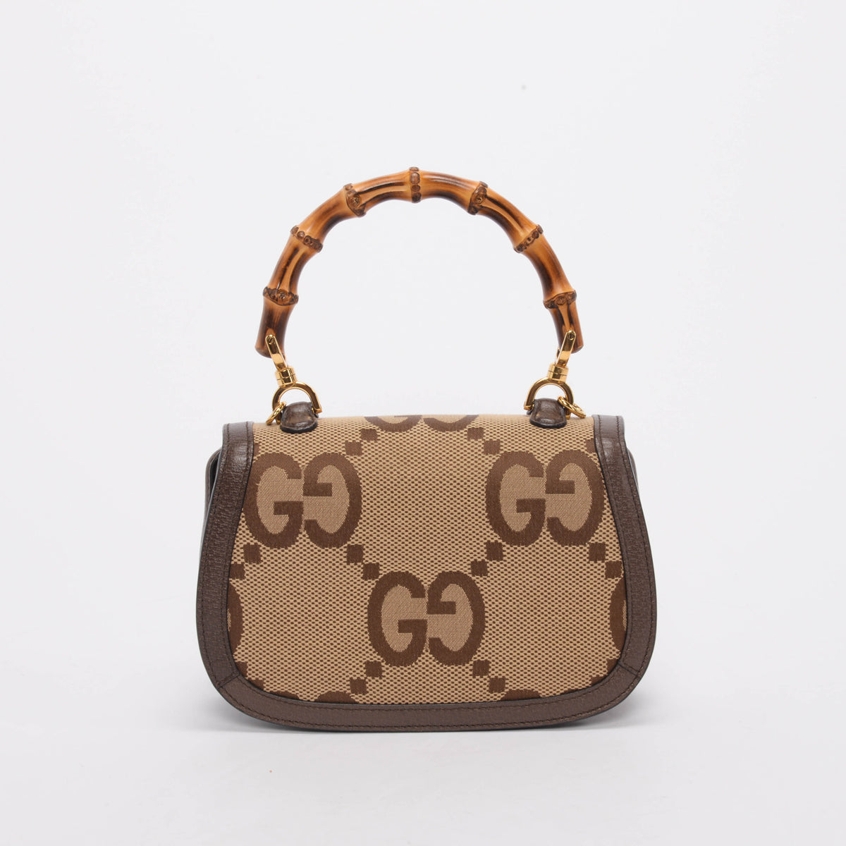 Gucci Brown Jumbo GG Small Bamboo 1947 Bag