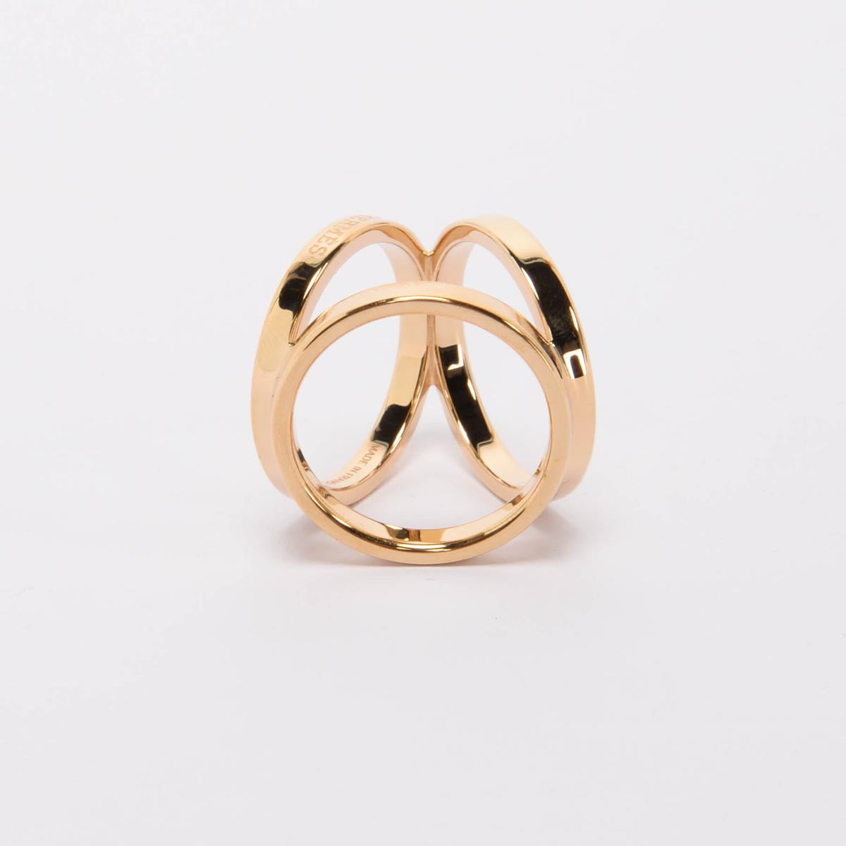Hermes Gold Tone Permabrass Trio Scarf Ring