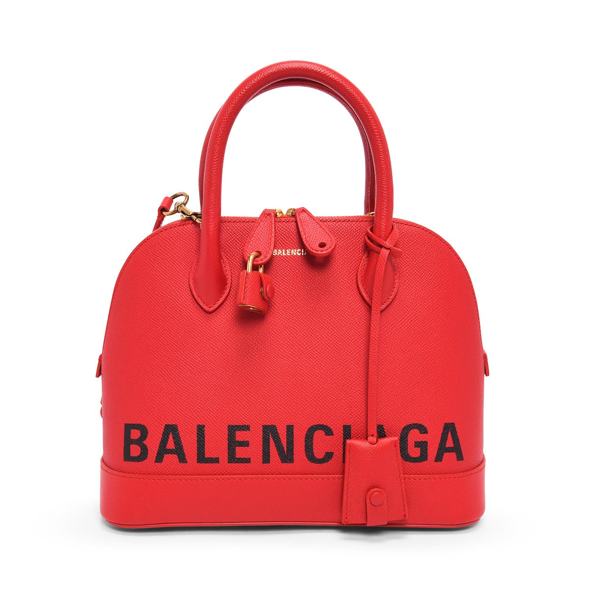 Balenciaga Red Calfskin Small Logo Ville Bag
