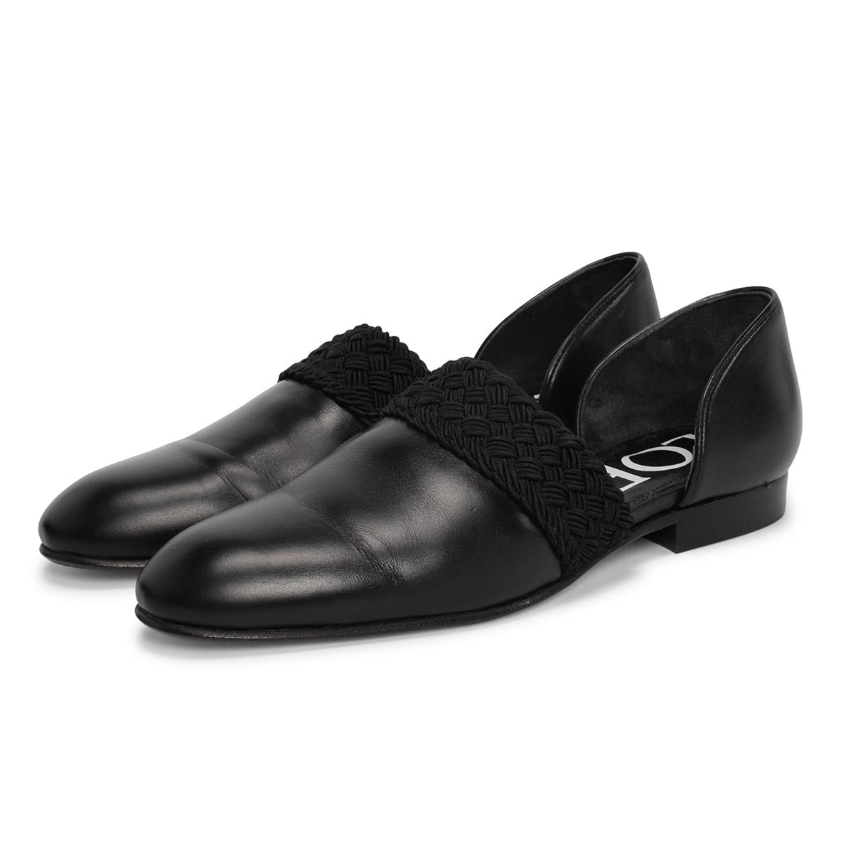 Loewe Black Leather Flex Braided D'orsay Flats 36