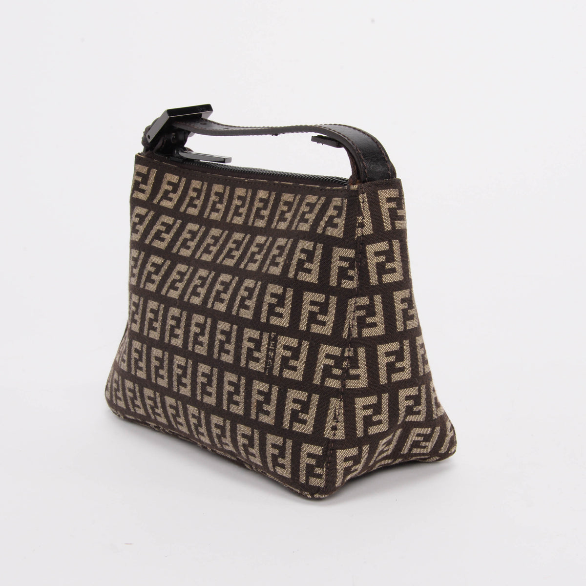 Fendi Brown Zucchino Canvas Pochette