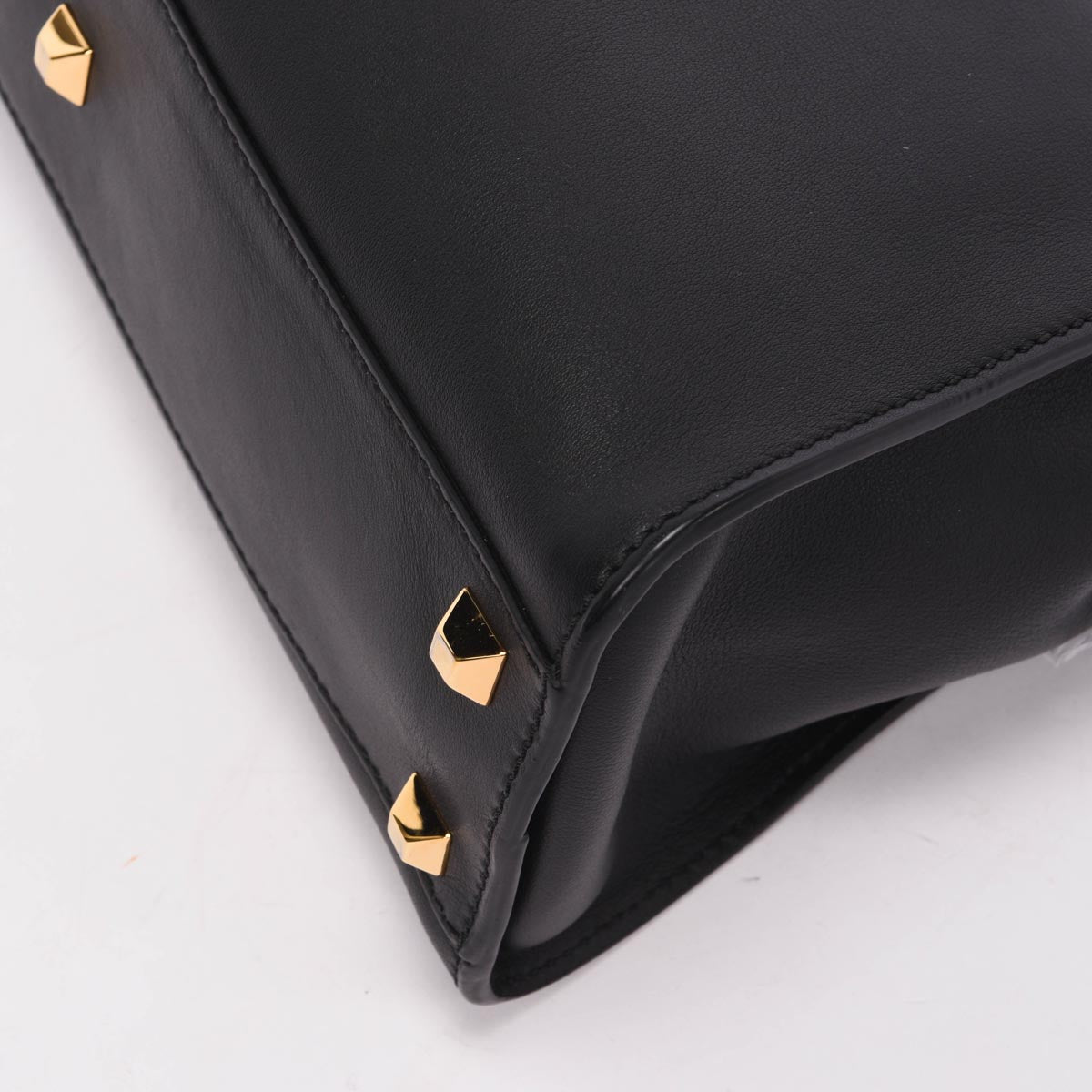 Fendi Black Calfskin Studded Medium Peekaboo Bag