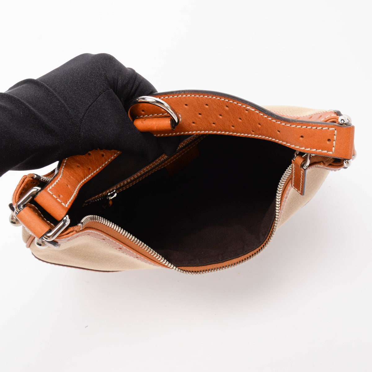 Gucci Tan Canvas Web GG Reins Hobo Bag