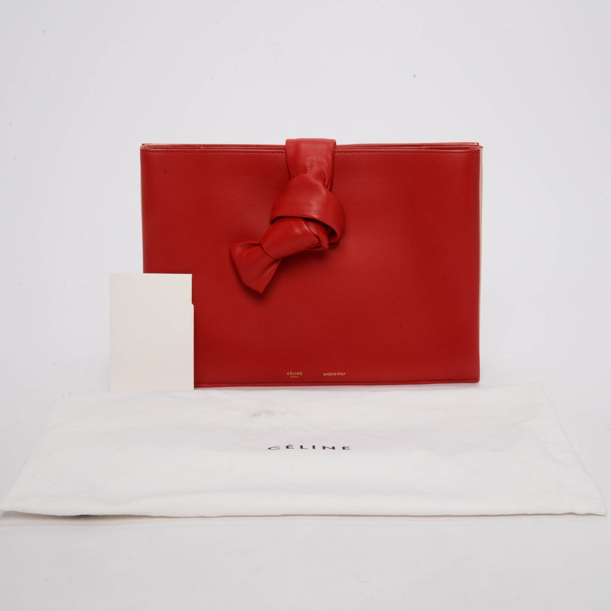 Celine Red Lambskin Knotted Clutch