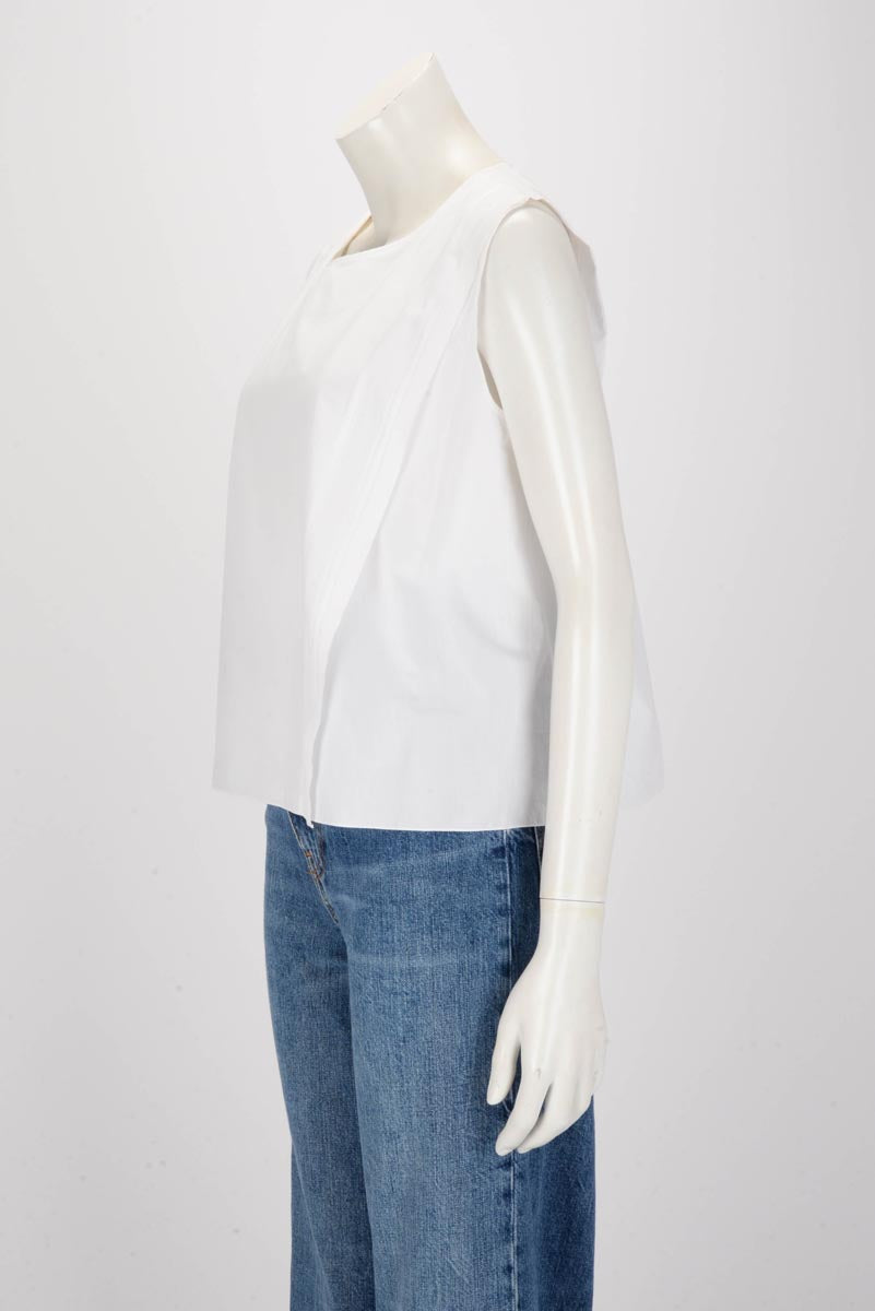 Hermes White Cotton Wrap Front Top FR 36