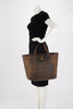 Gucci Brown Burnished Leather Soft Stirrup Tote - Blue Spinach