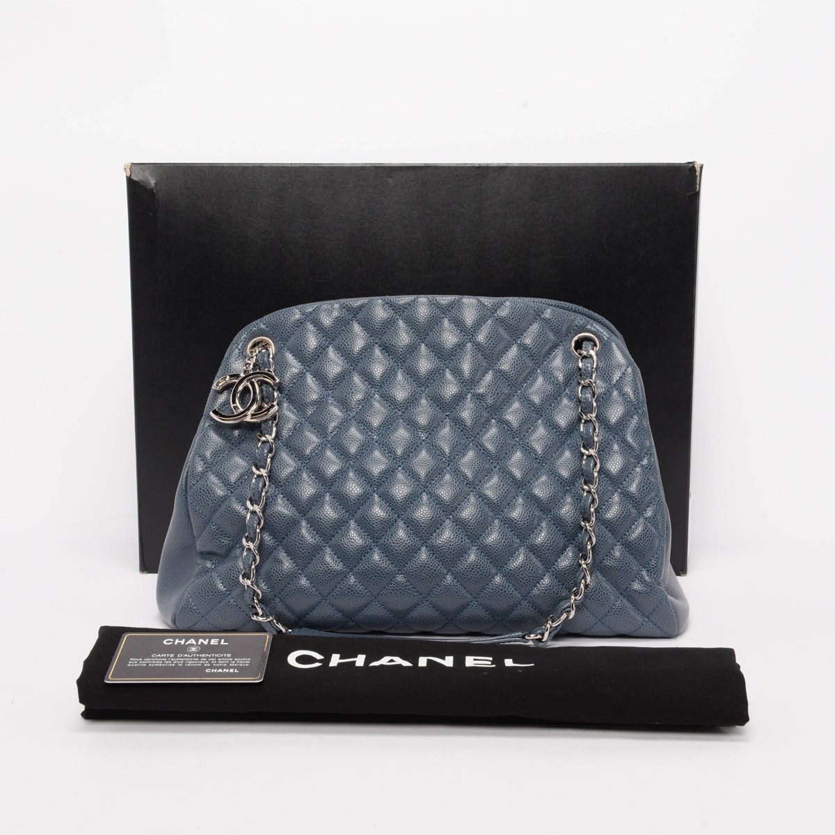 Chanel Blue Quilted Caviar Just Mademoiselle Bowling Bag