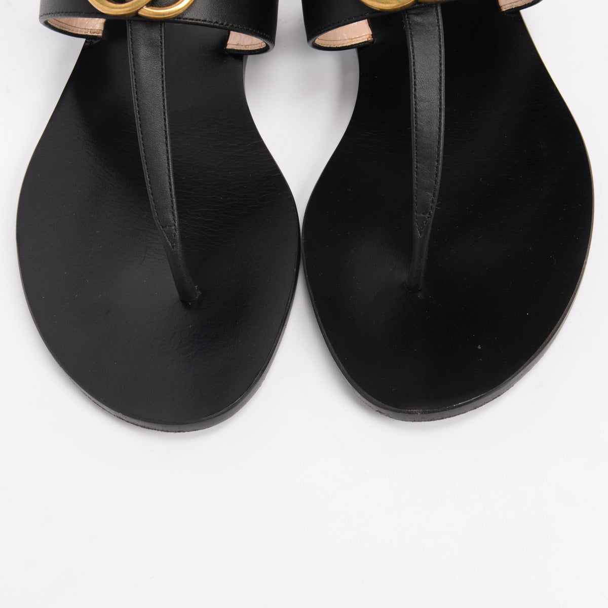 Gucci Black Leather Lifford Thong Sandals 36.5