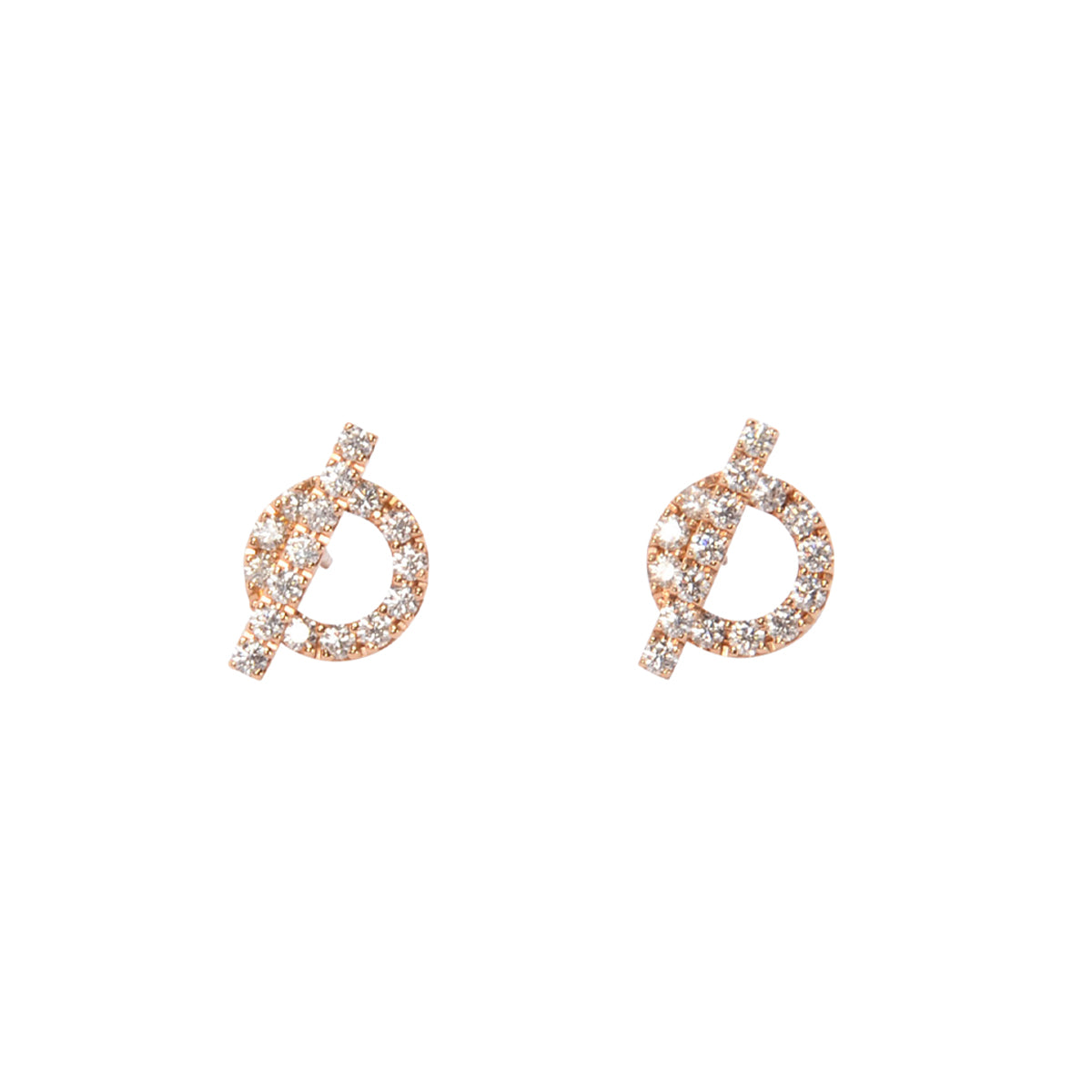 Hermes 18k Rose Gold & Diamond Finesse Earrings