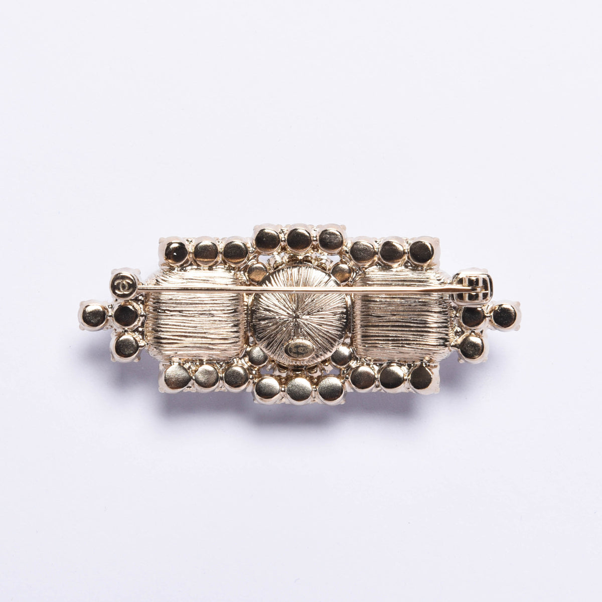 Chanel Pearl & Black Crystal CC Bar Brooch