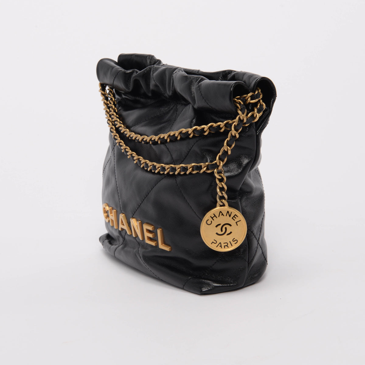 Chanel Black Shiny Calfskin 22 Mini Bag