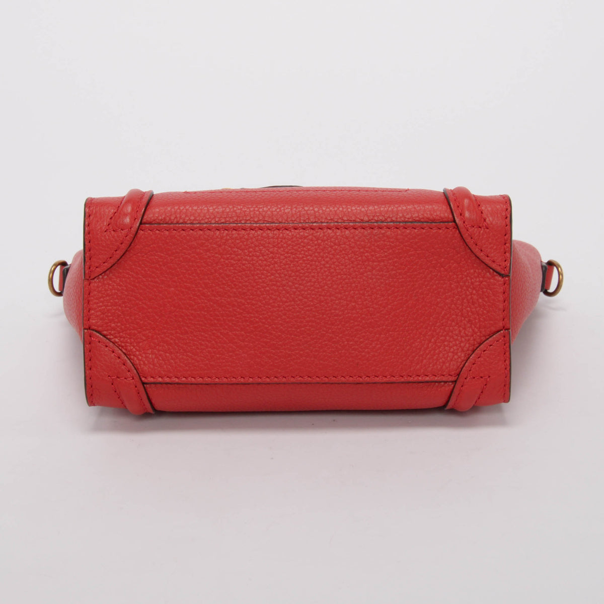 Celine Poppy Red Drummed Calfskin Micro Luggage Tote