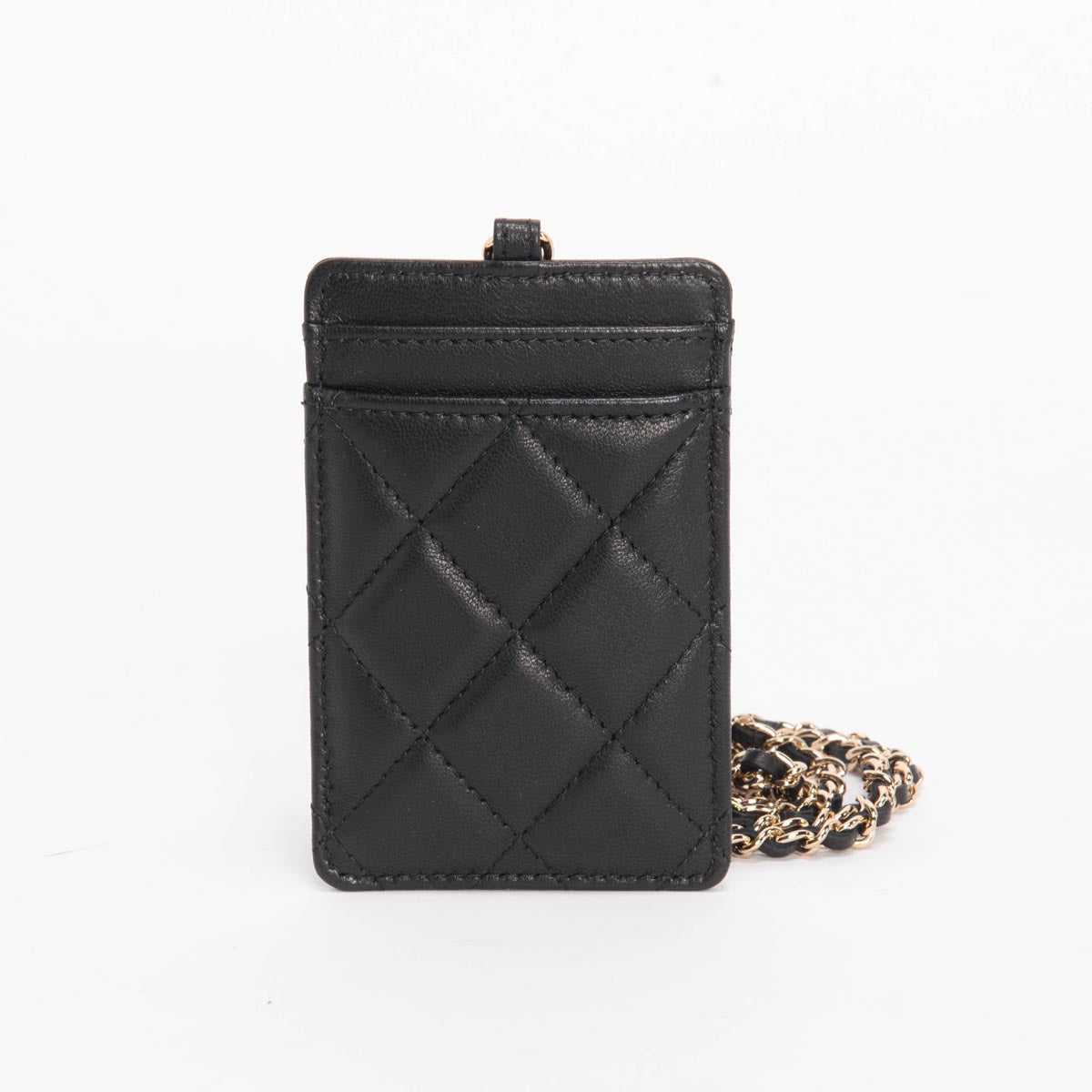 Chanel Black Lambskin Glitter CC Chain Card Holder