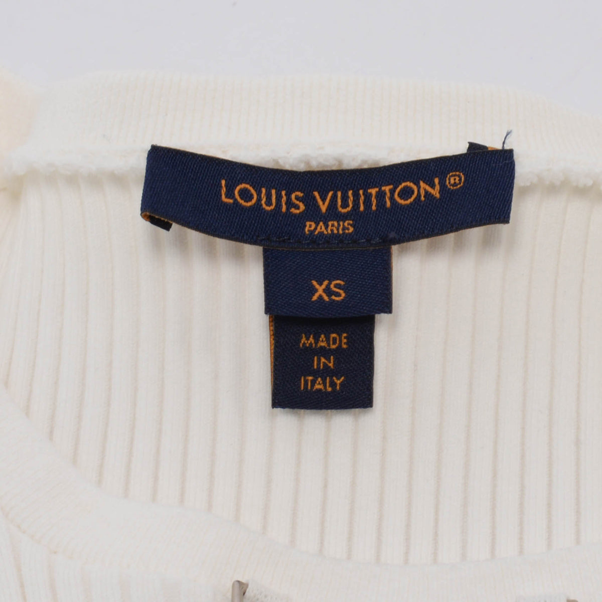 Louis Vuitton White Ribbed Cotton Chain Detail L/S Top XS