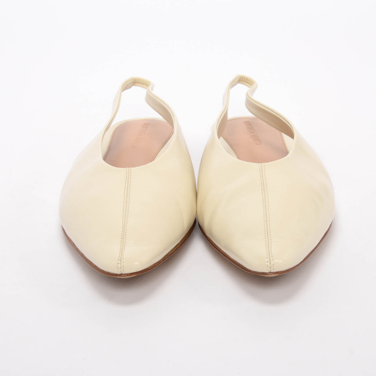 Bottega Veneta Ivory Shiny Calfskin Sofia Slingback Flats 41