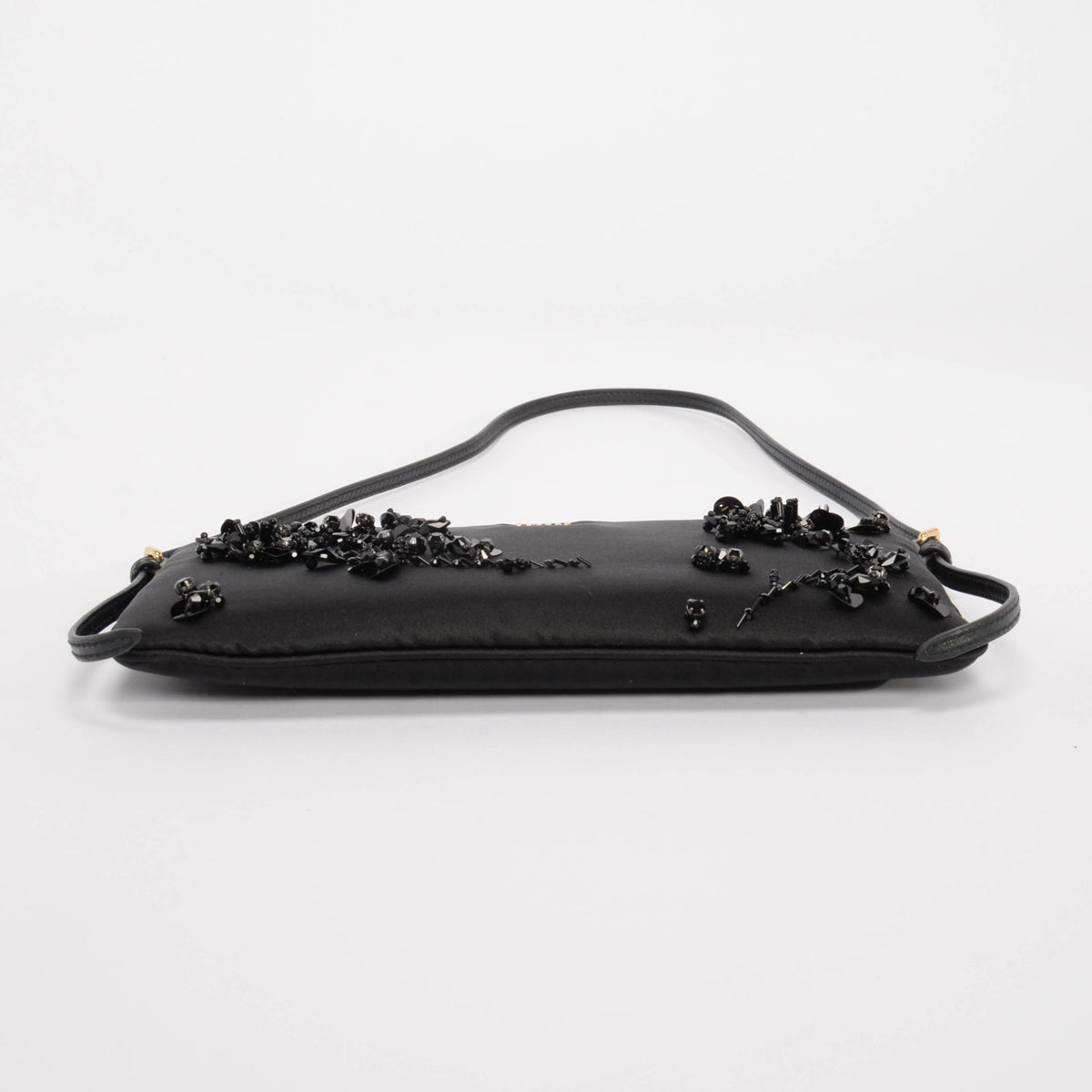 Miu Miu Black Duchesse Satin Beaded Mini Pouch