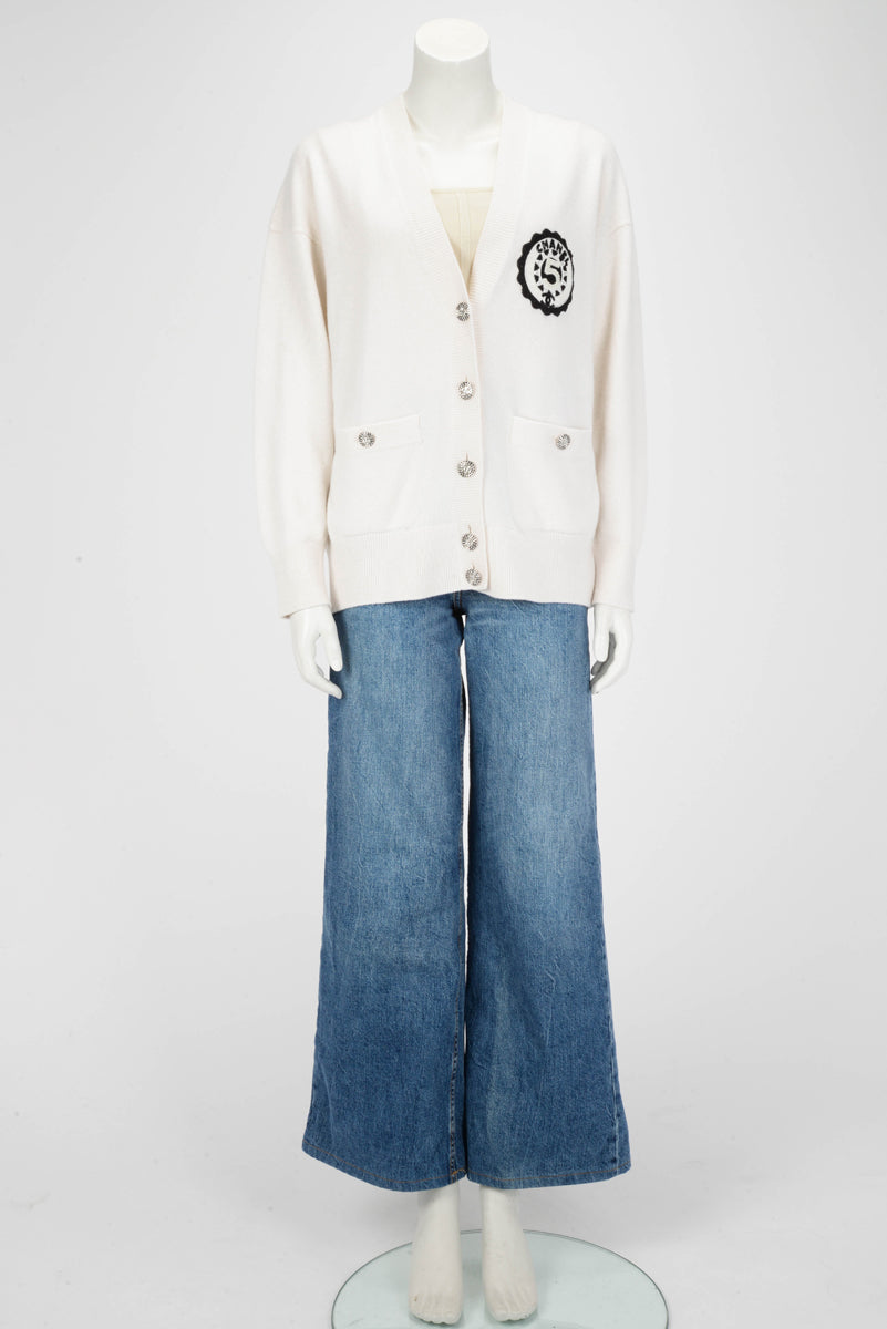 Chanel Cream Cashmere No. 5 Cruise Cardigan FR 36