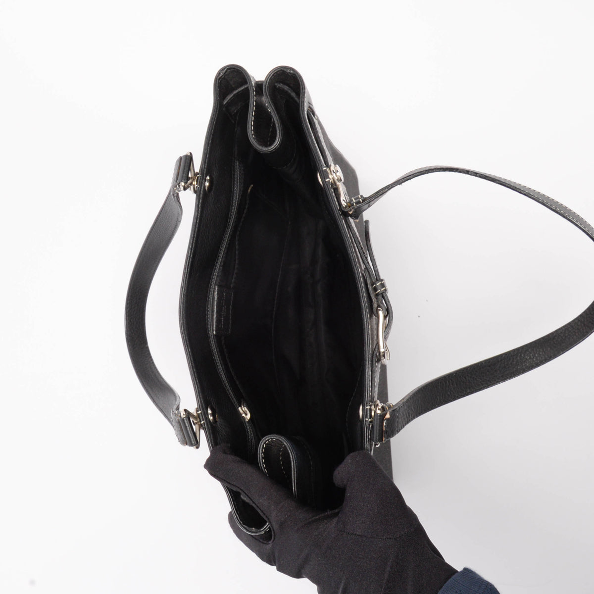 Dior Black Denim & Calfskin Belt Everyday Bag
