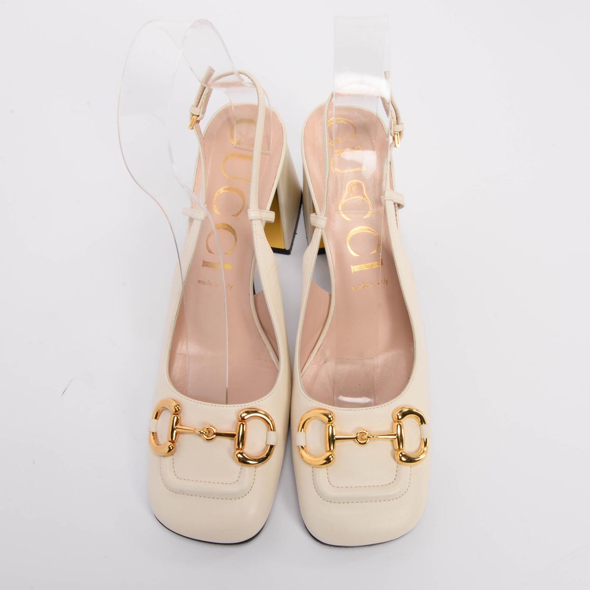 Gucci Mystic White Calfskin Horsebit Slingback Pumps 41