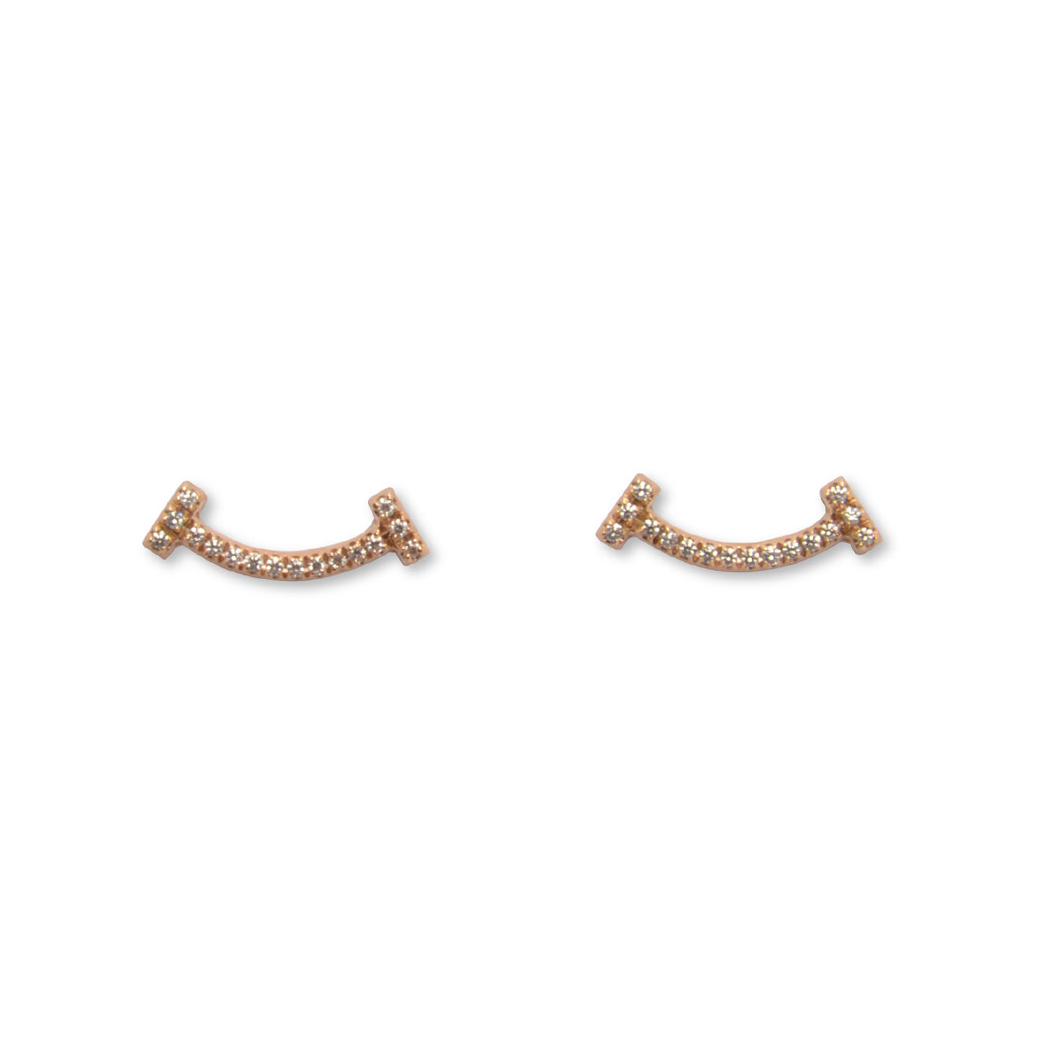 Tiffany & Co Rose Gold & Diamonds T Smile Earrings